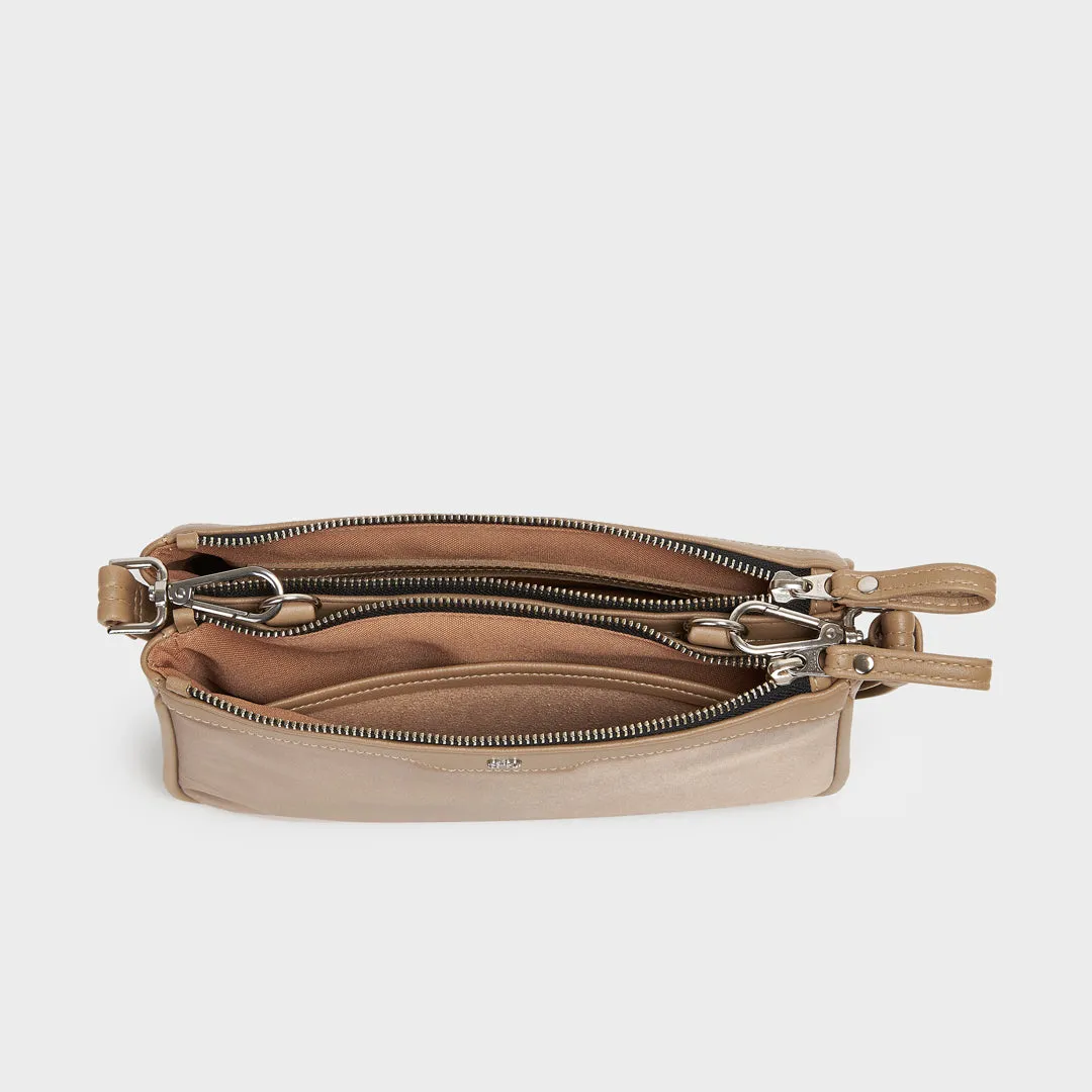 AMSTERDAM SATEEN NYLON SLING BAG BEIGE