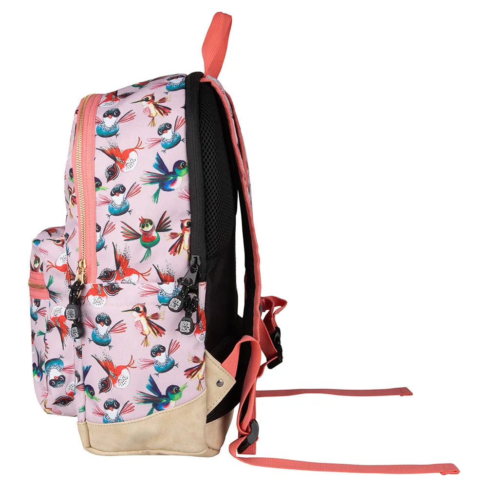 Birds Backpack L Soft pink