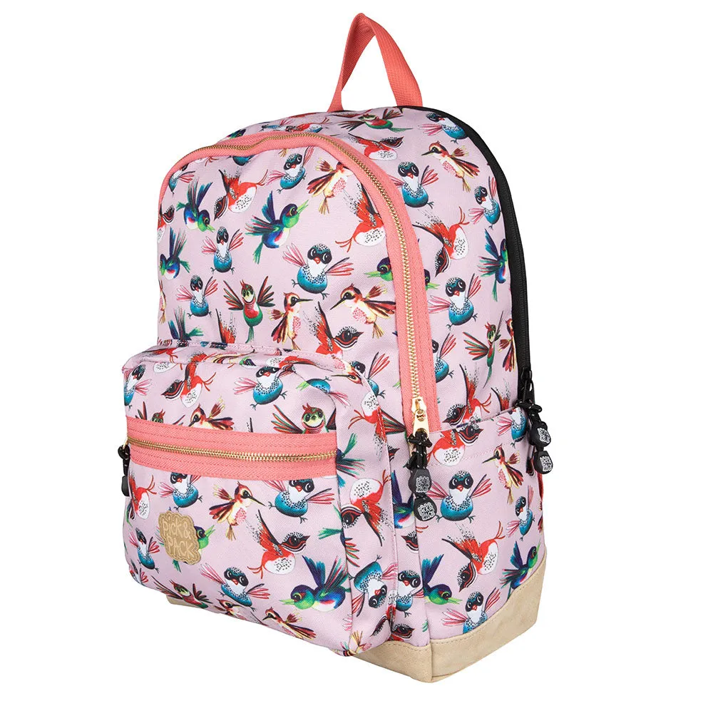 Birds Backpack L Soft pink