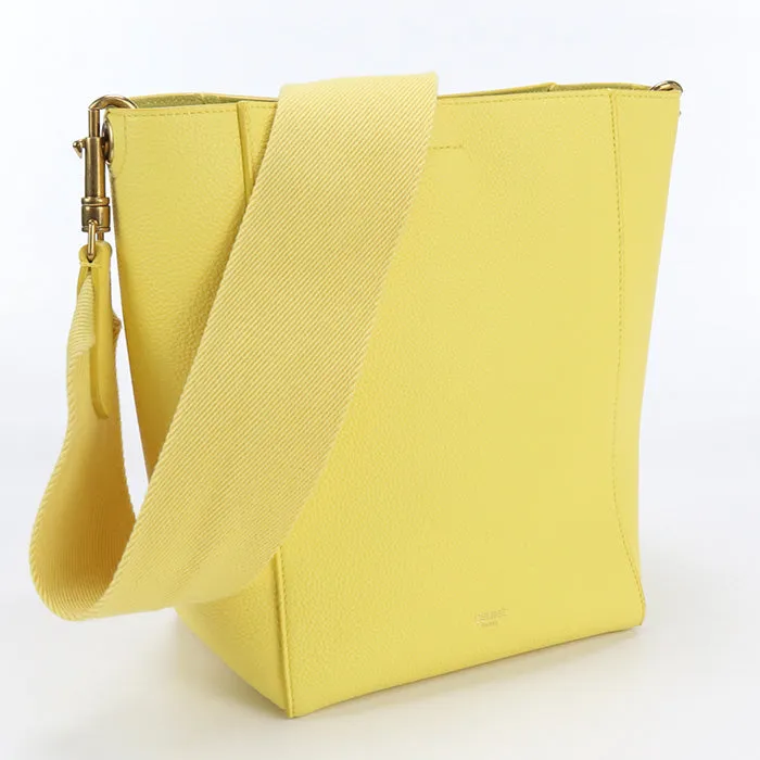 CELINE 17830 03AH Shoulder Bag Sangle Bucket Bag Small leather yellow Women