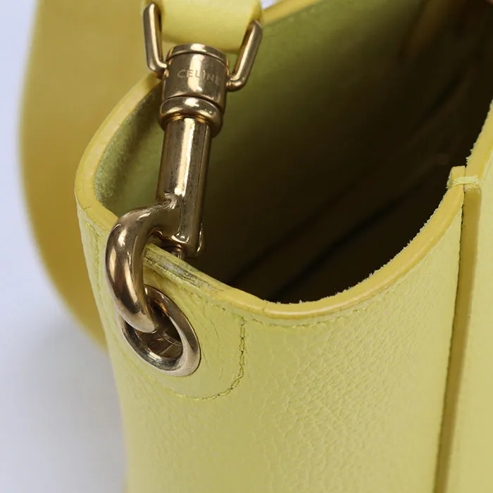 CELINE 17830 03AH Shoulder Bag Sangle Bucket Bag Small leather yellow Women