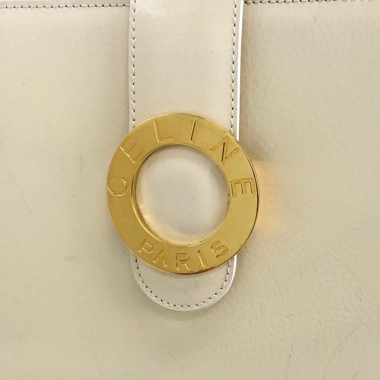 CELINE Circle Logo Shoulder bag White Vintage vxg2uf