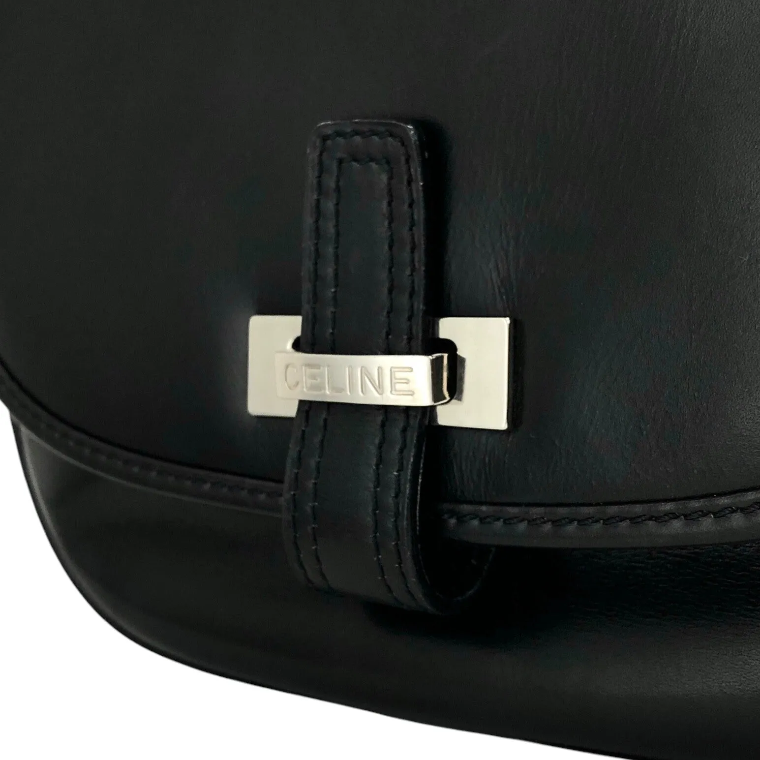 CELINE Front Buckle Shoulder bag Black Vintage 3nhdaw