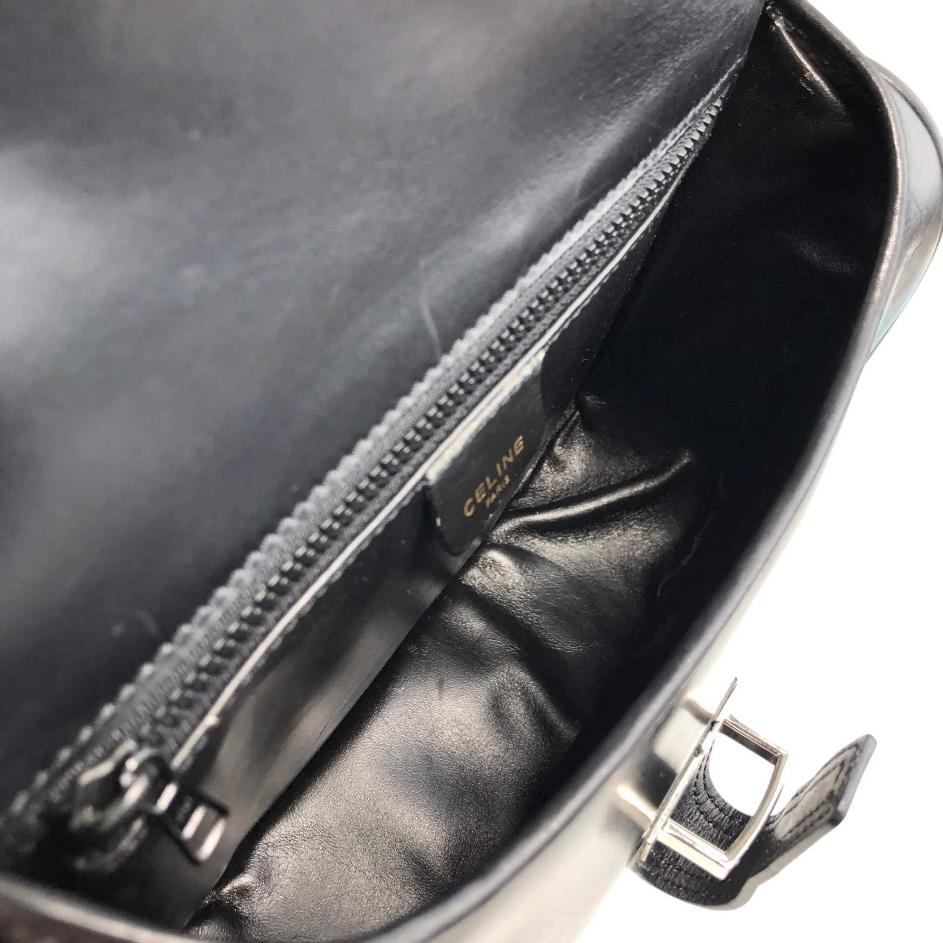 CELINE Front Buckle Shoulder bag Black Vintage 3nhdaw