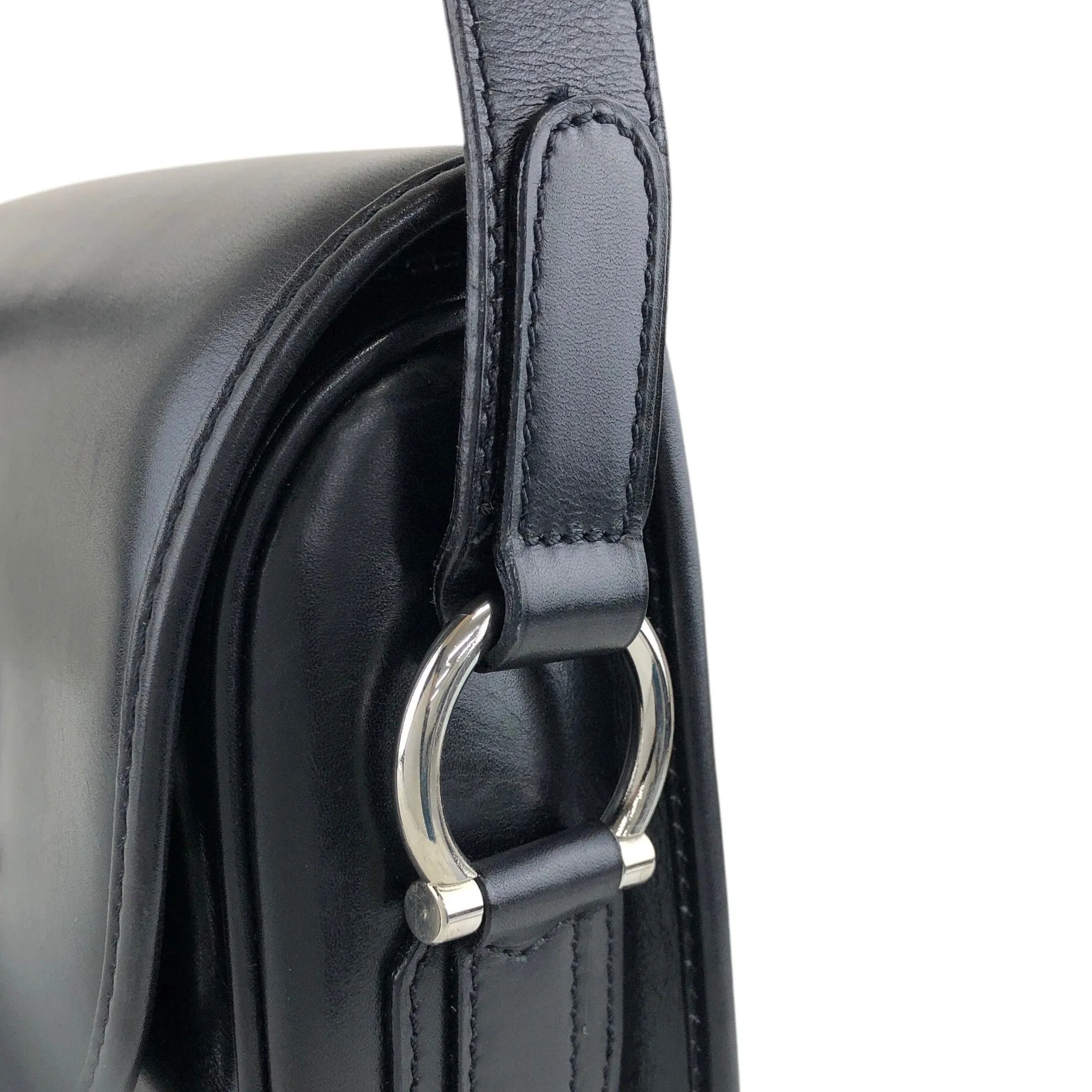 CELINE Front Buckle Shoulder bag Black Vintage 3nhdaw