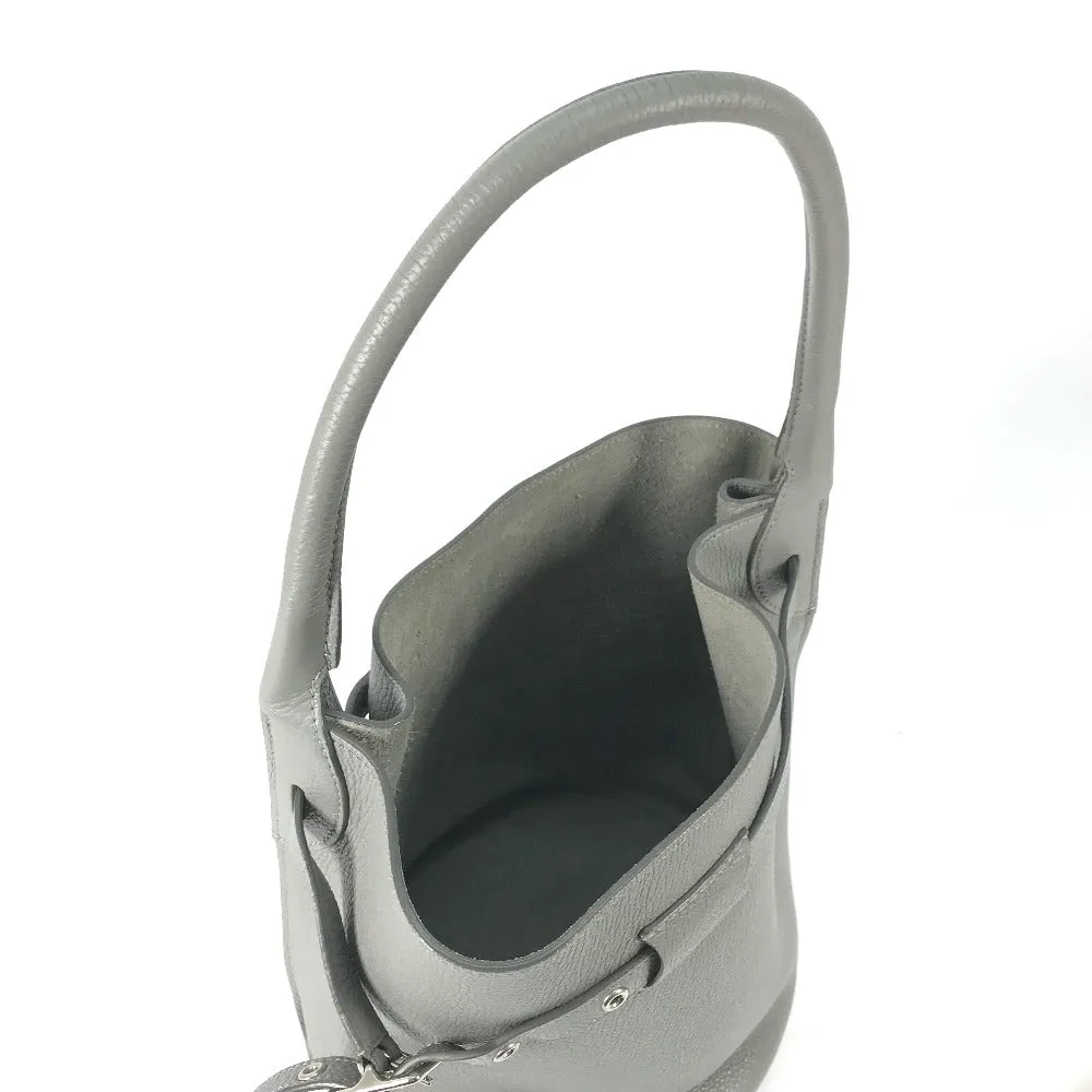 CELINE Handbag 187243 leather gray Shoulder bag with pouch Big bag Bucket Women Used