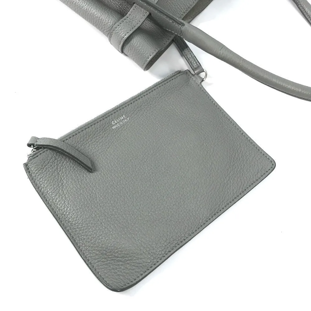 CELINE Handbag 187243 leather gray Shoulder bag with pouch Big bag Bucket Women Used