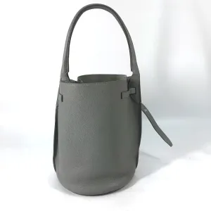 CELINE Handbag 187243 leather gray Shoulder bag with pouch Big bag Bucket Women Used