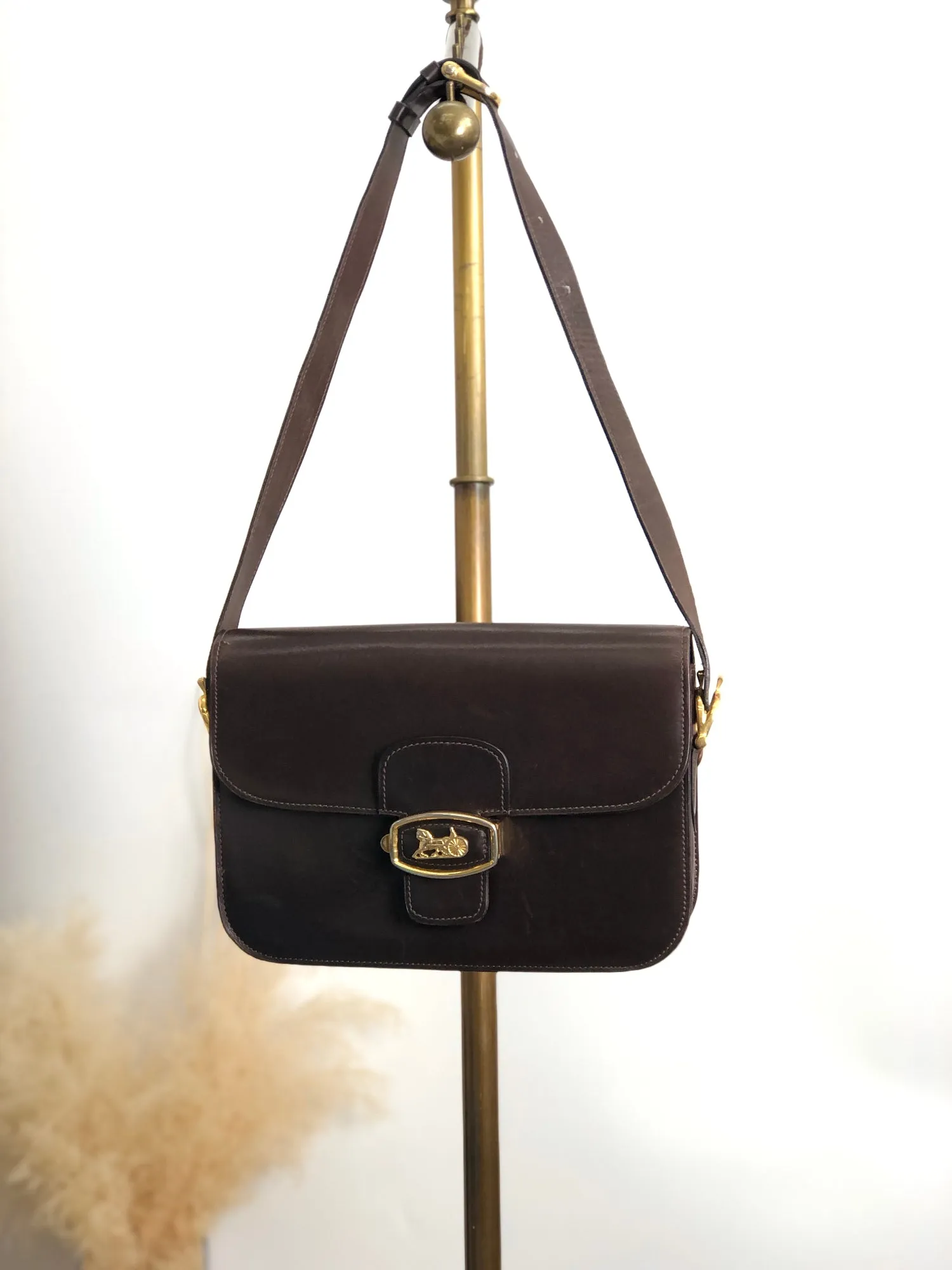 CELINE Horse Carriage Shoulder bag Brown Vintage 2cihe5