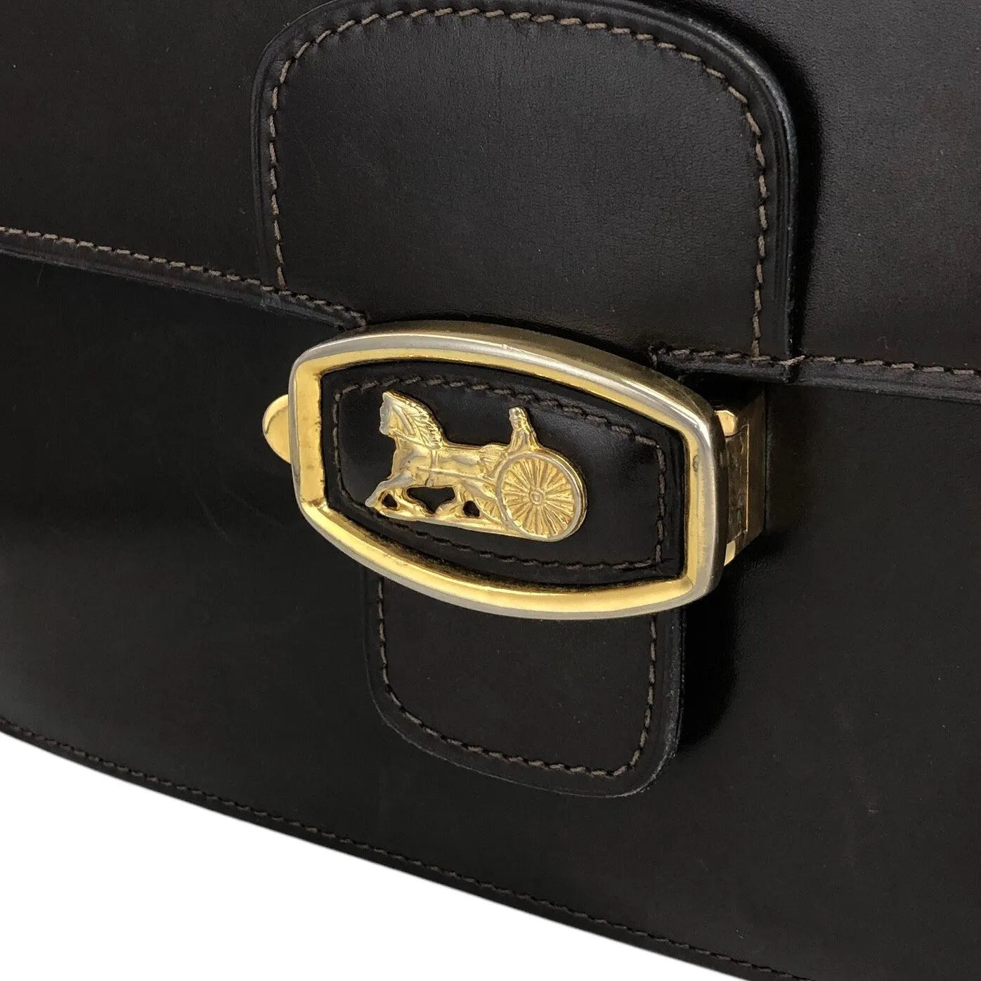 CELINE Horse Carriage Shoulder bag Brown Vintage 2cihe5