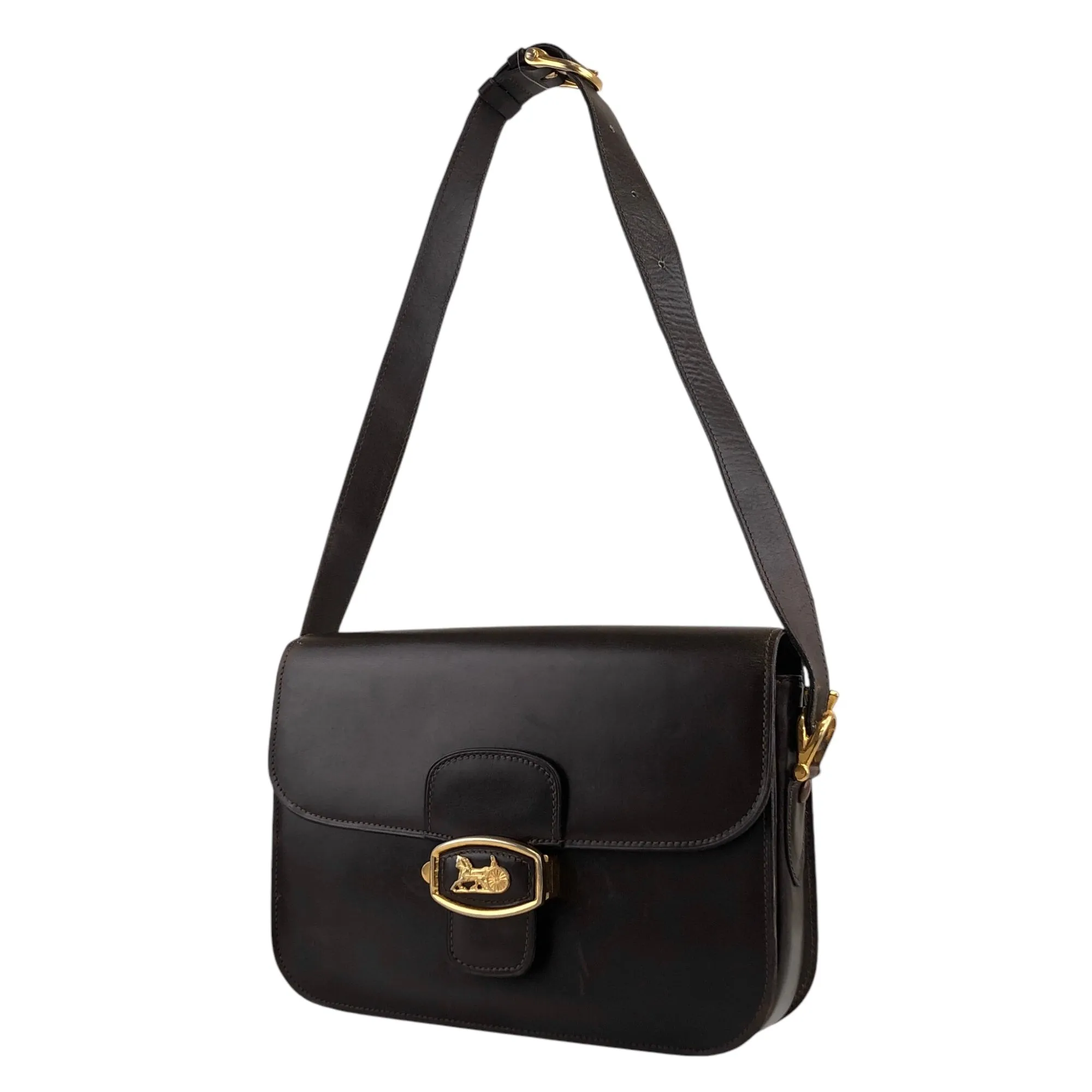 CELINE Horse Carriage Shoulder bag Brown Vintage 2cihe5