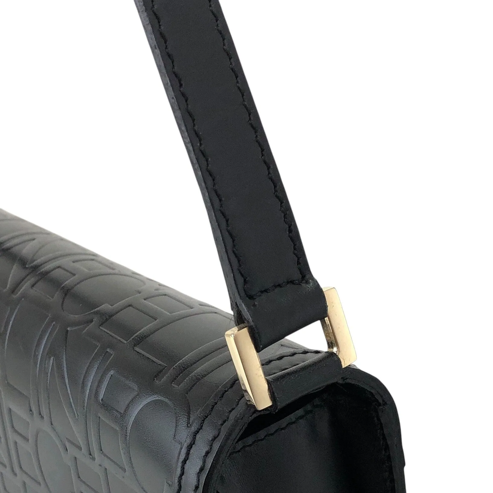 CELINE Logo Shoulder bag Black Vintage z7yz82