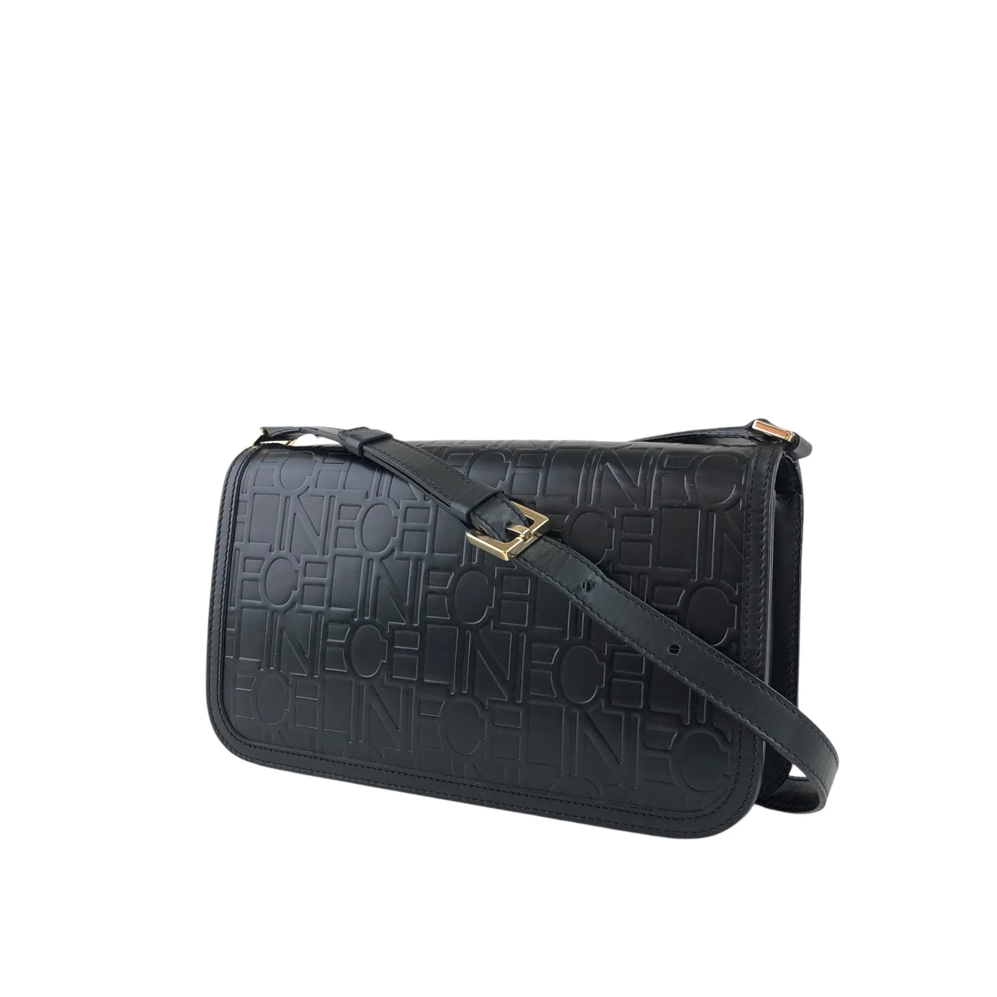 CELINE Logo Shoulder bag Black Vintage z7yz82