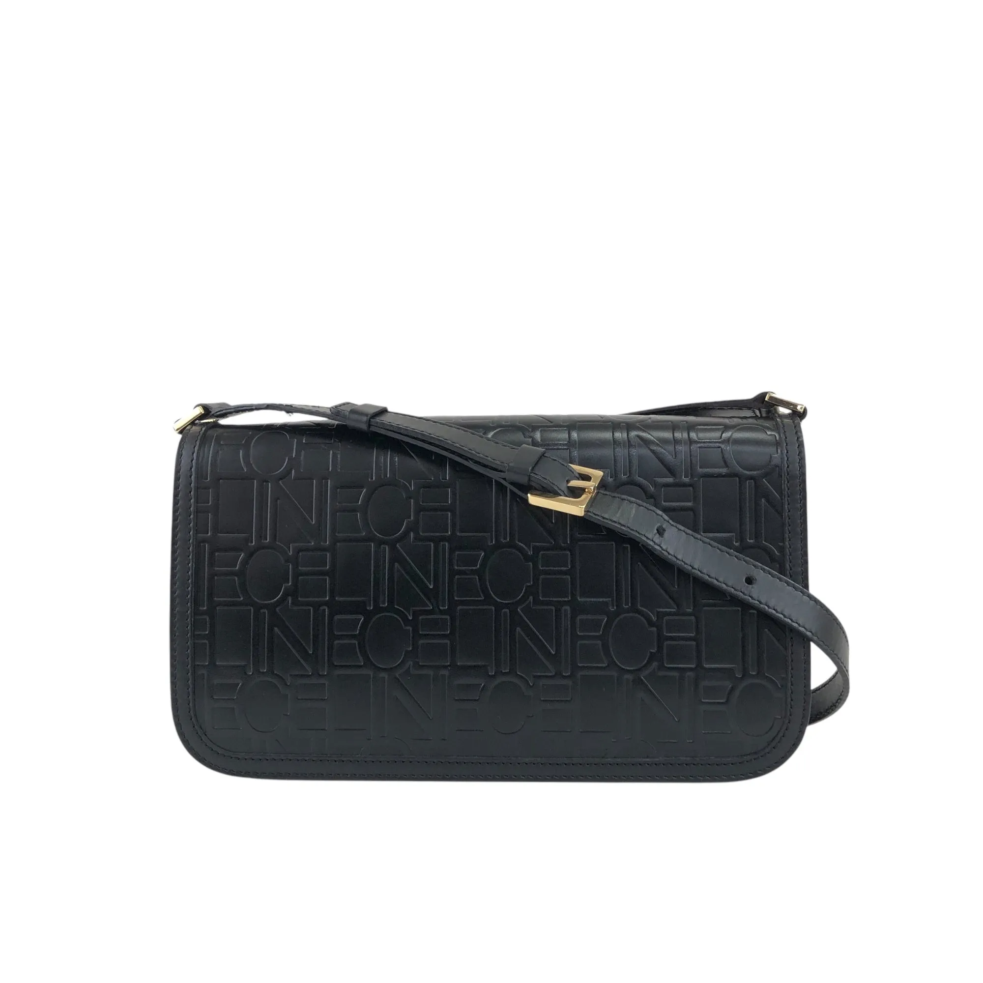 CELINE Logo Shoulder bag Black Vintage z7yz82