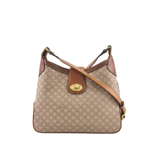 CELINE Macadam Blason Turn Lock Shoulder bag Beige Vintage 457idi