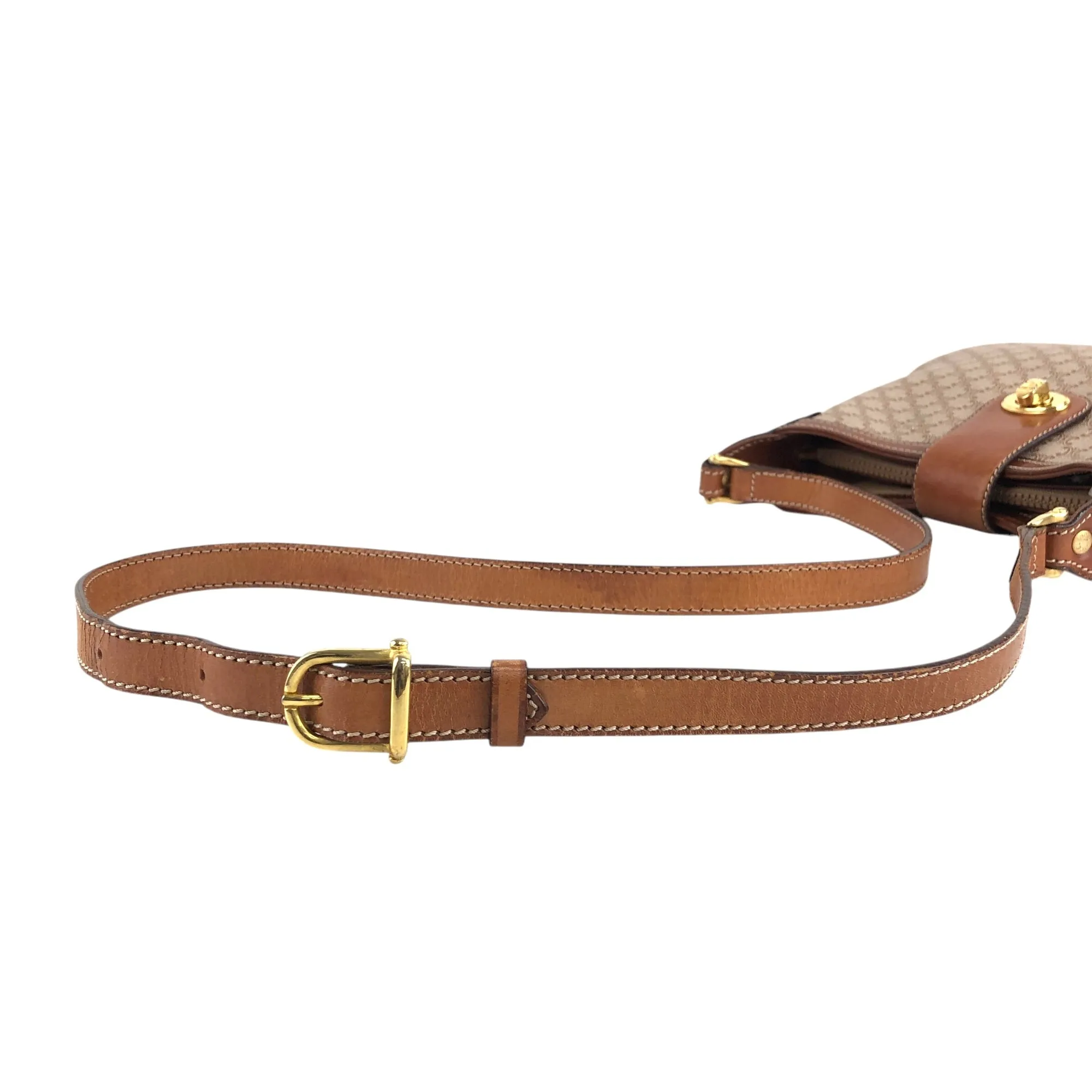 CELINE Macadam Blason Turn Lock Shoulder bag Beige Vintage 457idi