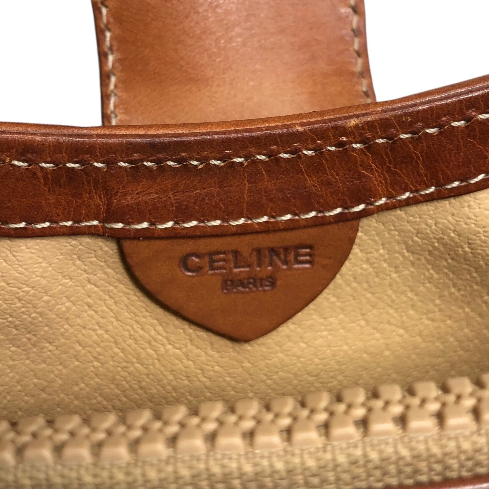 CELINE Macadam Blason Turn Lock Shoulder bag Beige Vintage 457idi