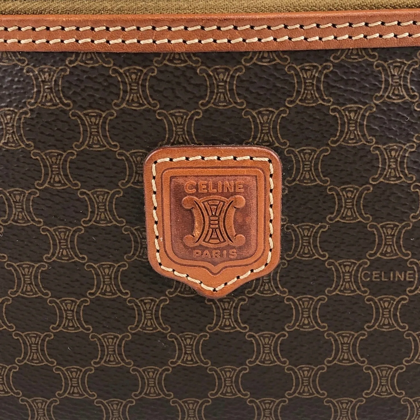 CELINE Macadam Blason Two-way Handbag Shoulder bag Vanity bag Brown Vintage cadu5h