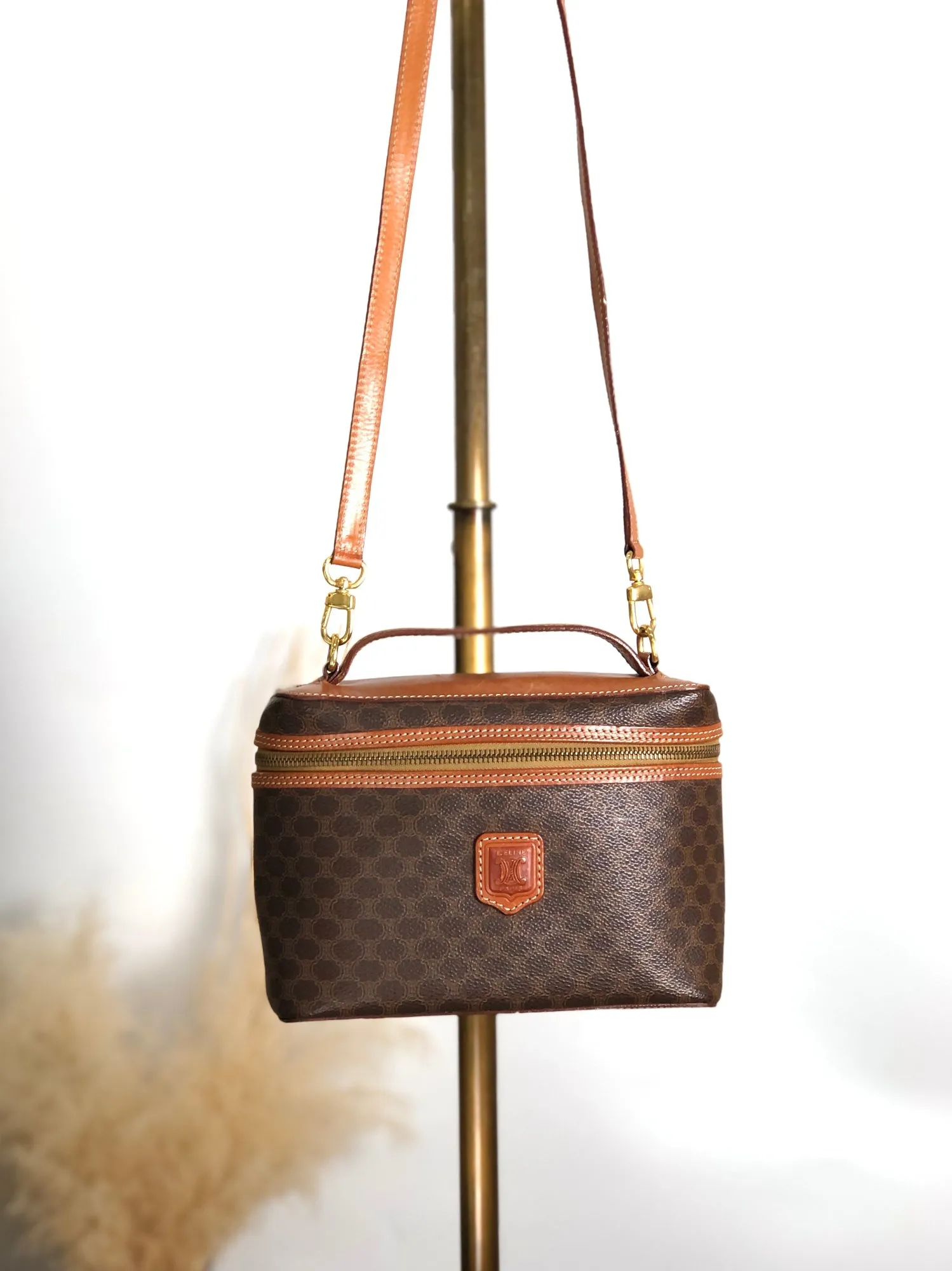CELINE Macadam Blason Two-way Handbag Shoulder bag Vanity bag Brown Vintage cadu5h