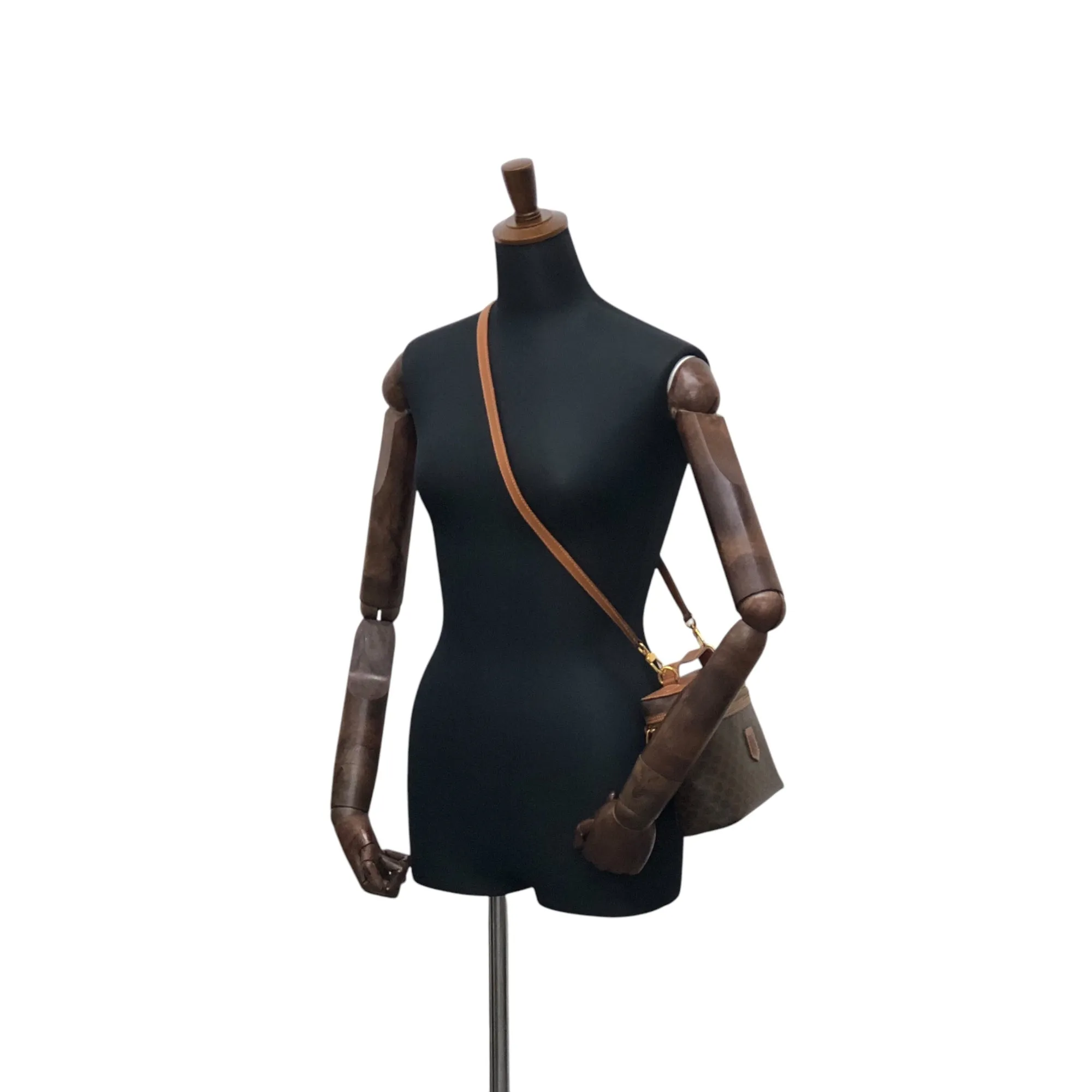 CELINE Macadam Blason Two-way Handbag Shoulder bag Vanity bag Brown Vintage cadu5h
