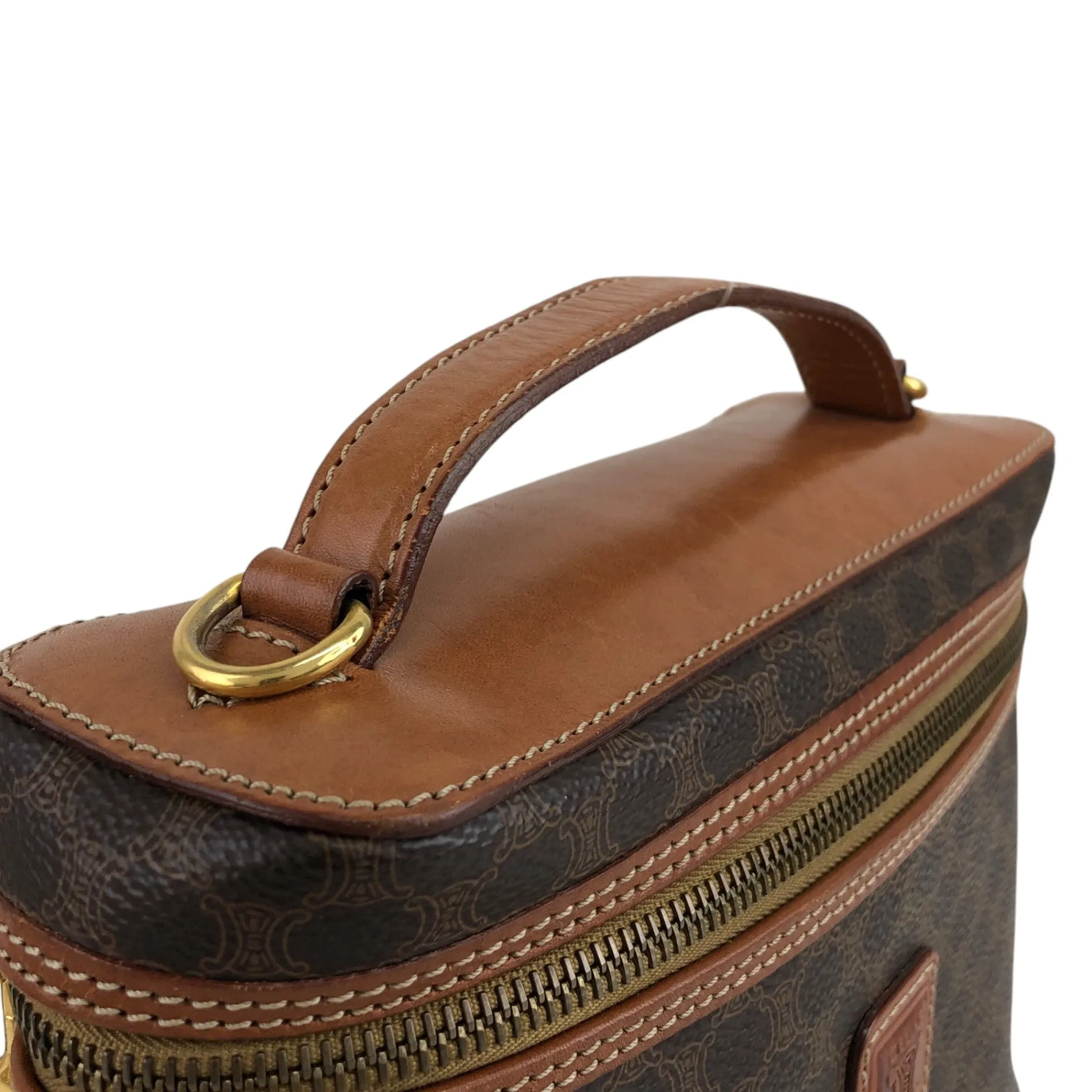 CELINE Macadam Blason Two-way Handbag Shoulder bag Vanity bag Brown Vintage cadu5h