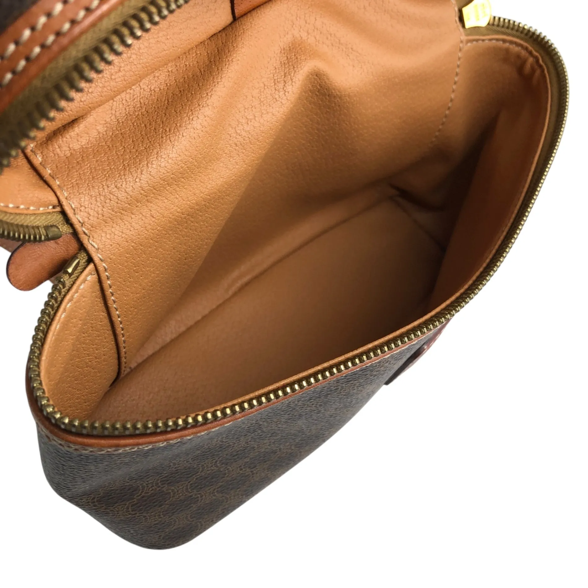 CELINE Macadam Blason Two-way Handbag Shoulder bag Vanity bag Brown Vintage cadu5h