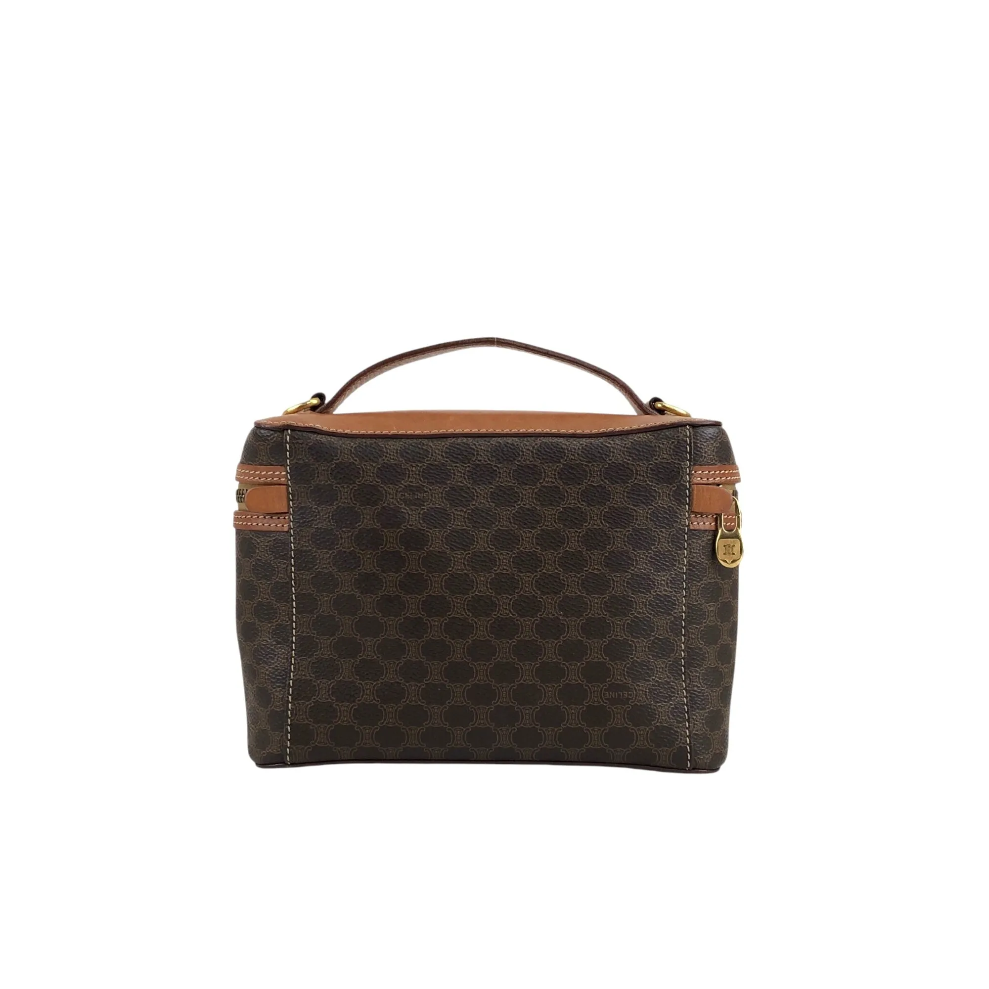 CELINE Macadam Blason Two-way Handbag Shoulder bag Vanity bag Brown Vintage cadu5h