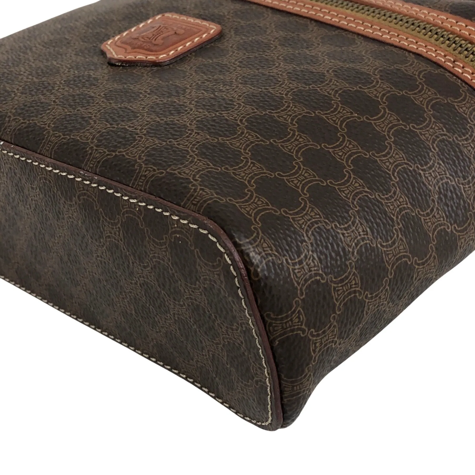CELINE Macadam Blason Two-way Handbag Shoulder bag Vanity bag Brown Vintage cadu5h