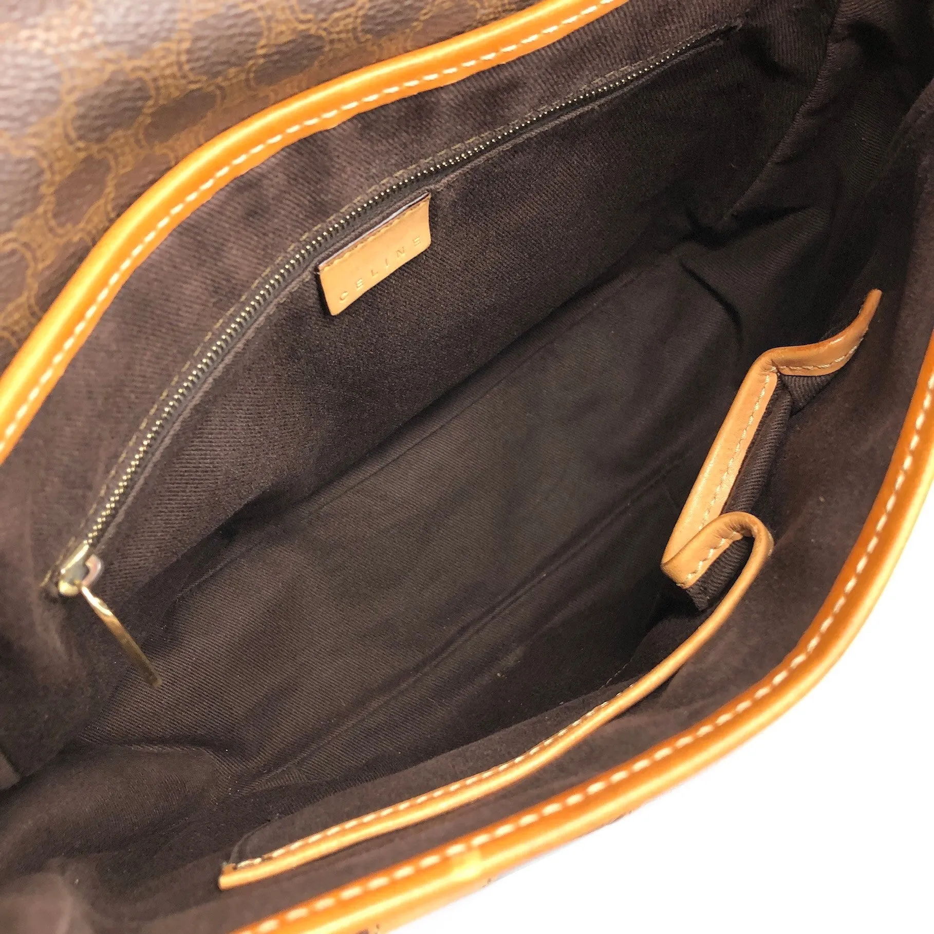 CELINE Macadam Double Pocket Shoulder bag Brown Vintage a3bmb4