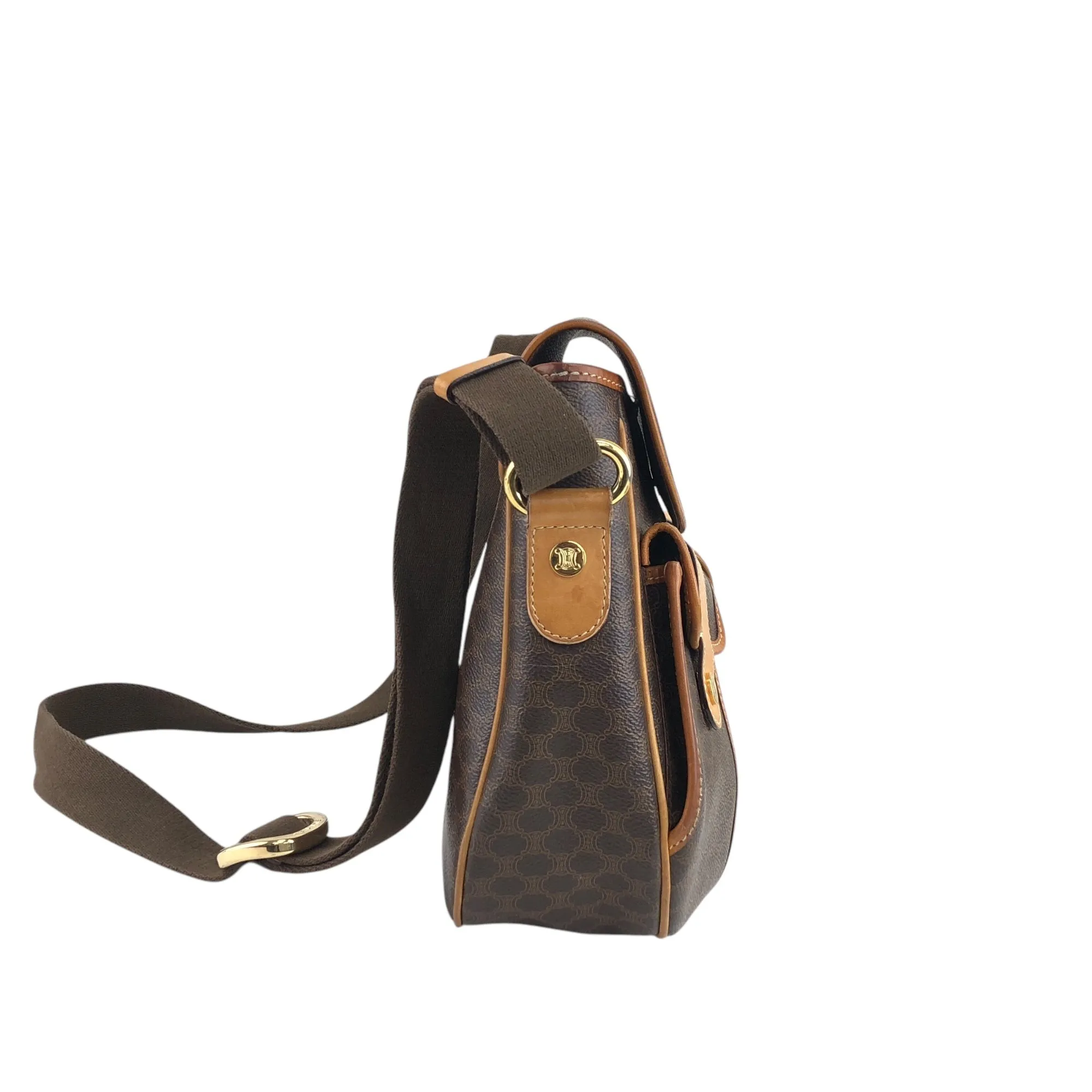 CELINE Macadam Double Pocket Shoulder bag Brown Vintage a3bmb4