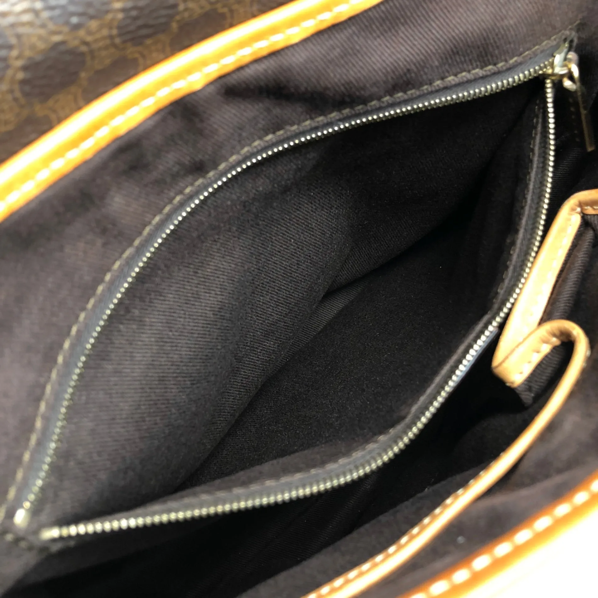 CELINE Macadam Double Pocket Shoulder bag Brown Vintage a3bmb4