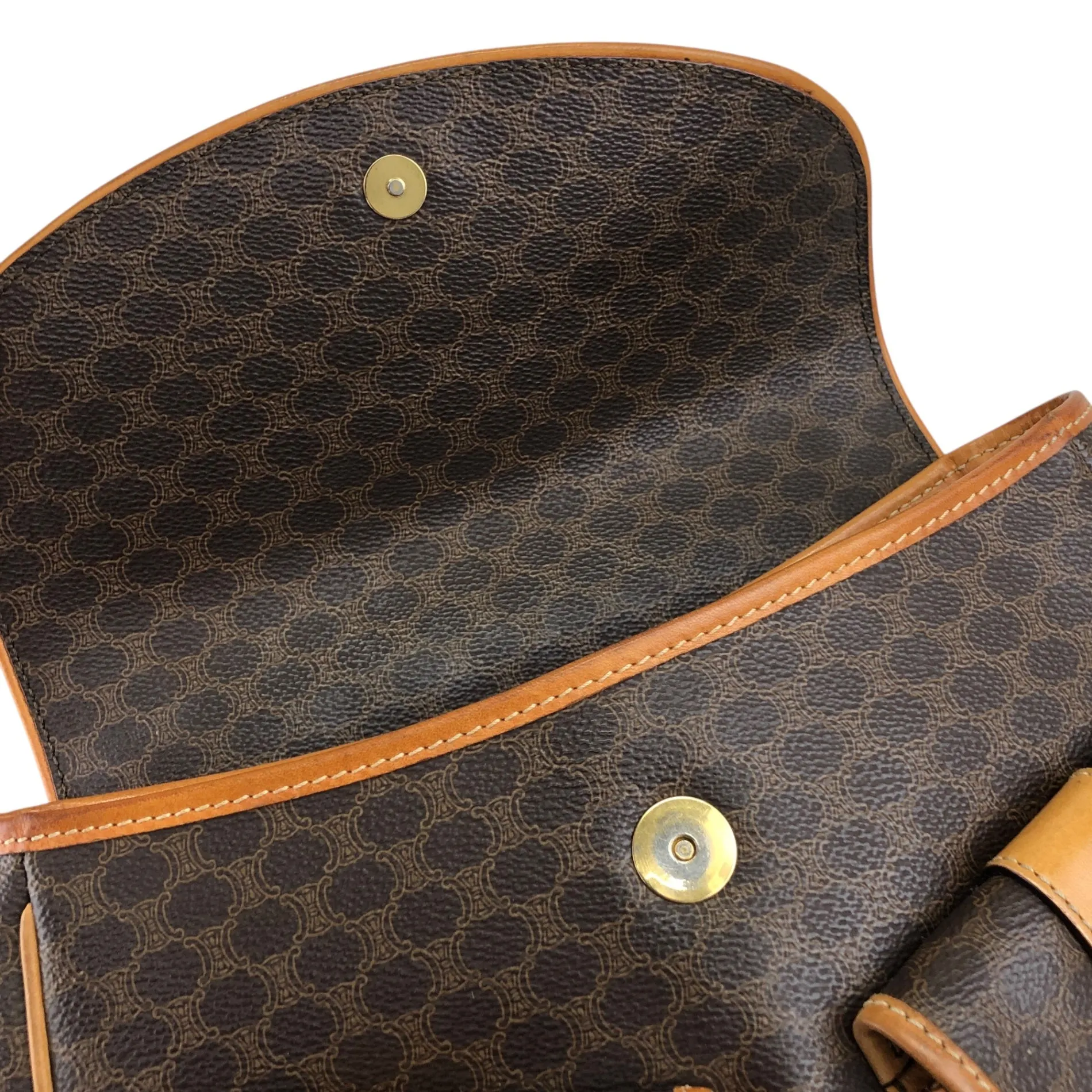 CELINE Macadam Double Pocket Shoulder bag Brown Vintage a3bmb4