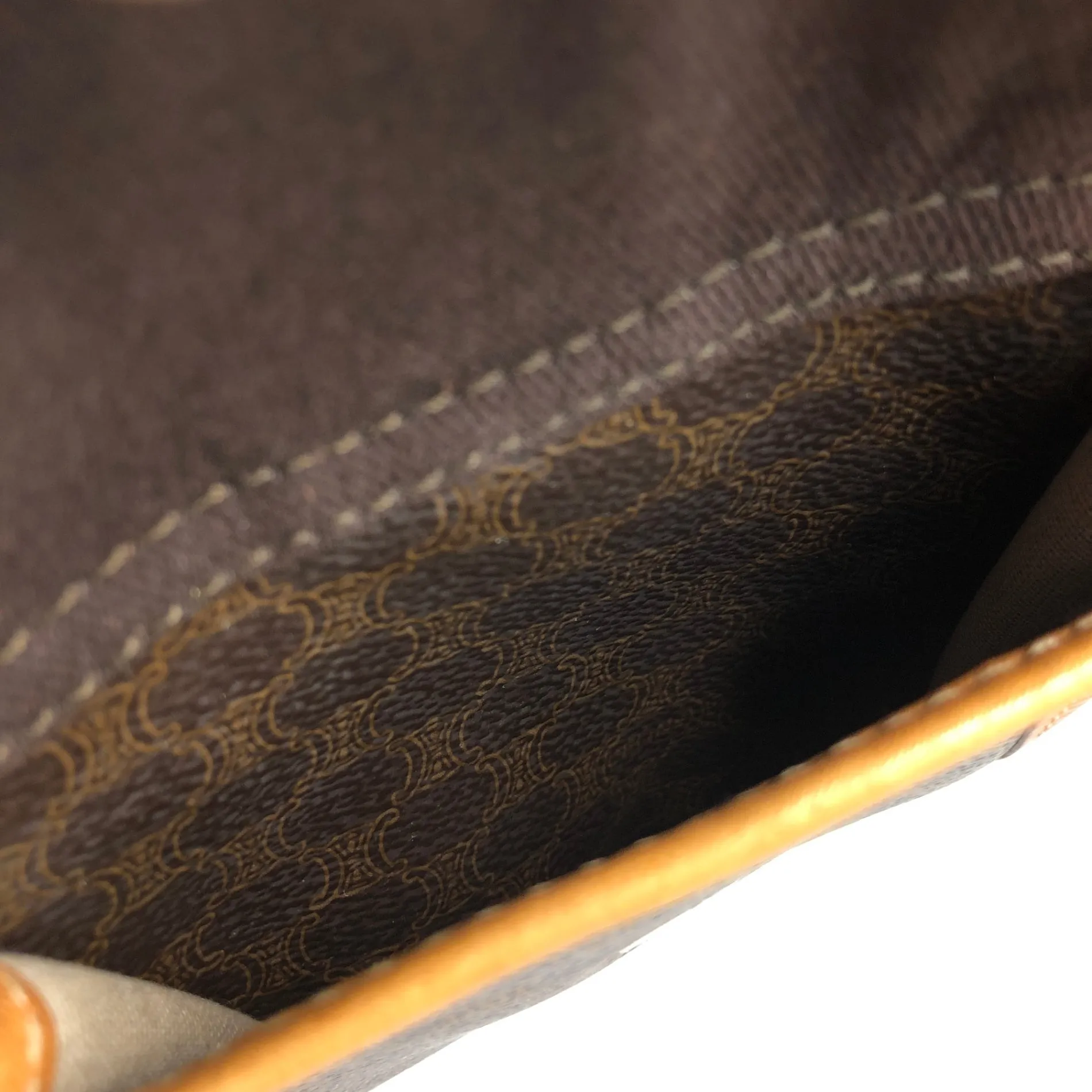 CELINE Macadam Double Pocket Shoulder bag Brown Vintage a3bmb4