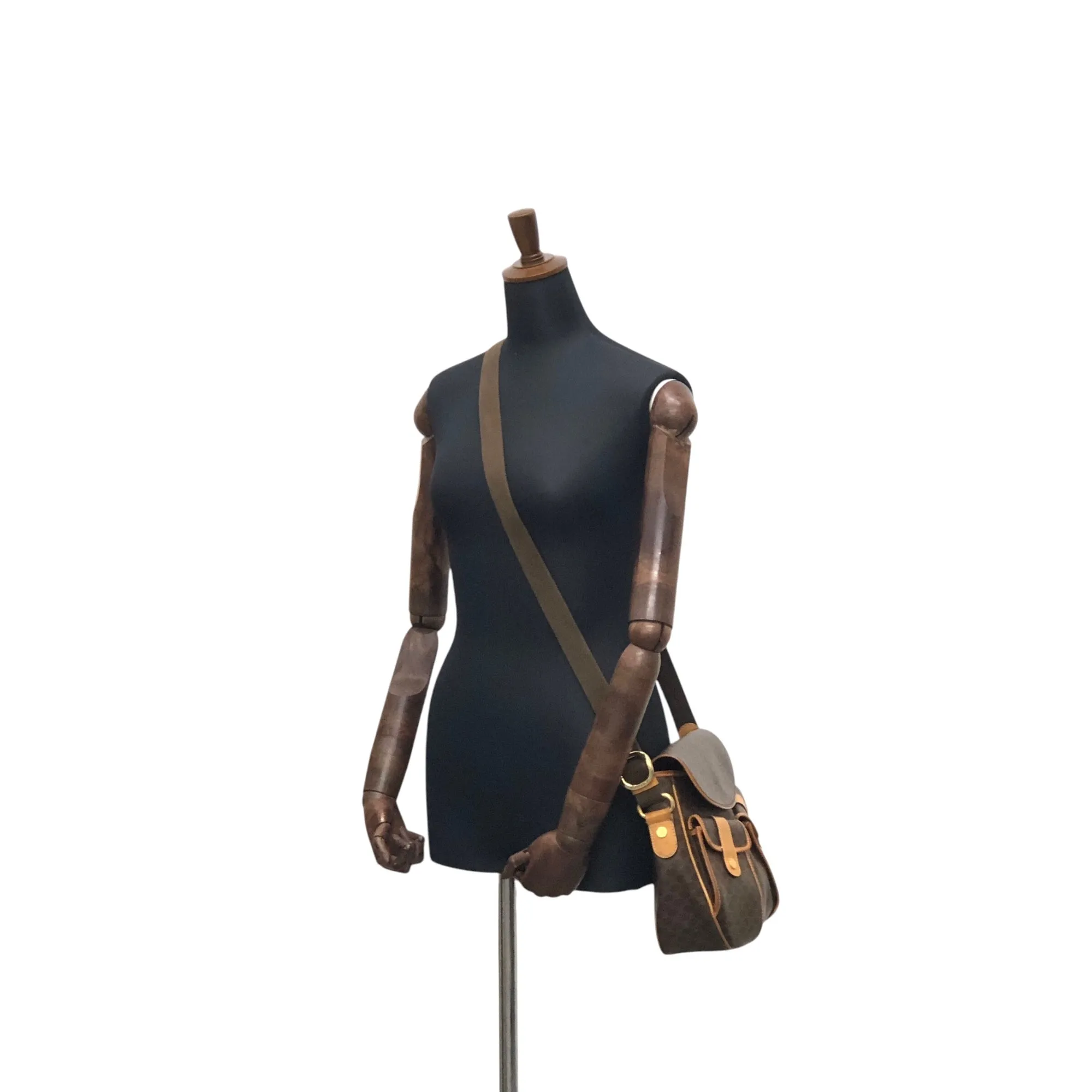 CELINE Macadam Double Pocket Shoulder bag Brown Vintage a3bmb4