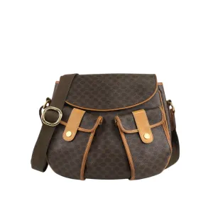 CELINE Macadam Double Pocket Shoulder bag Brown Vintage a3bmb4