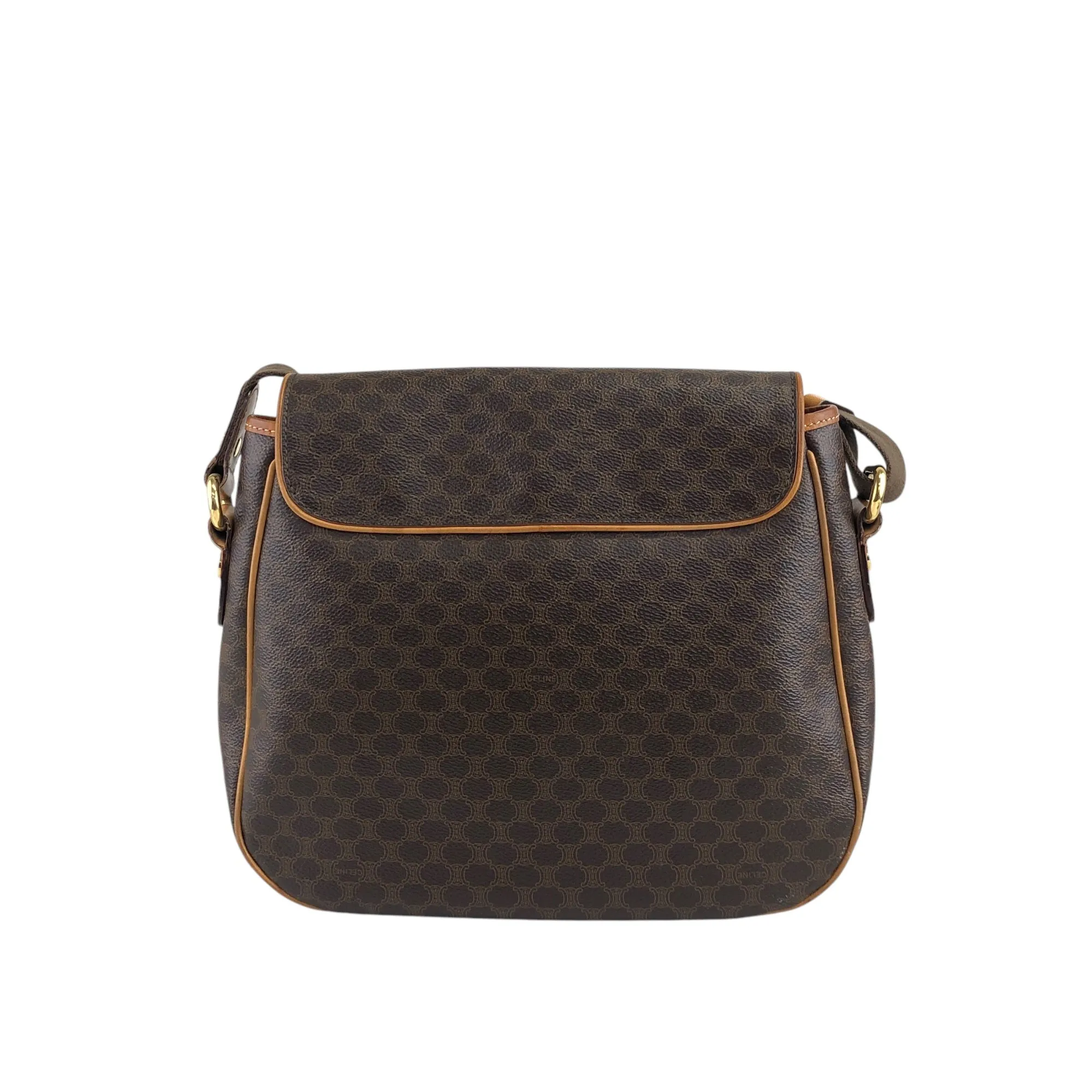 CELINE Macadam Double Pocket Shoulder bag Brown Vintage a3bmb4