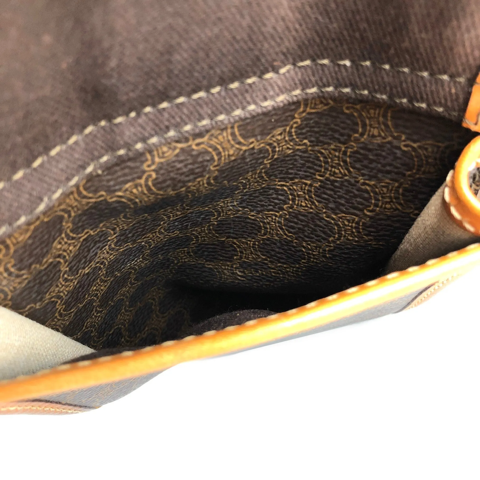 CELINE Macadam Double Pocket Shoulder bag Brown Vintage a3bmb4