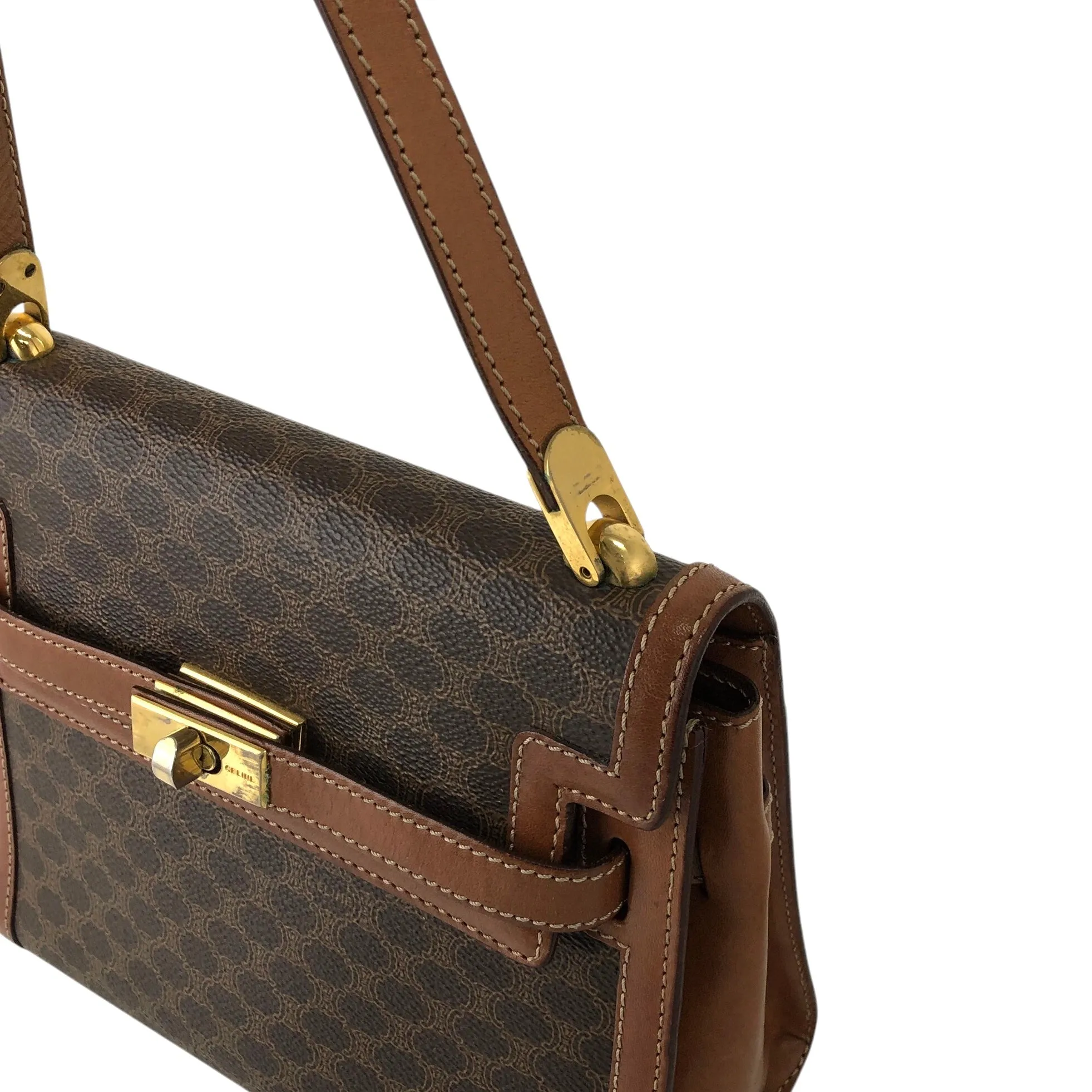 CELINE Macadam Turn Lock Shoulder bag Brown Vintage wgfg5n