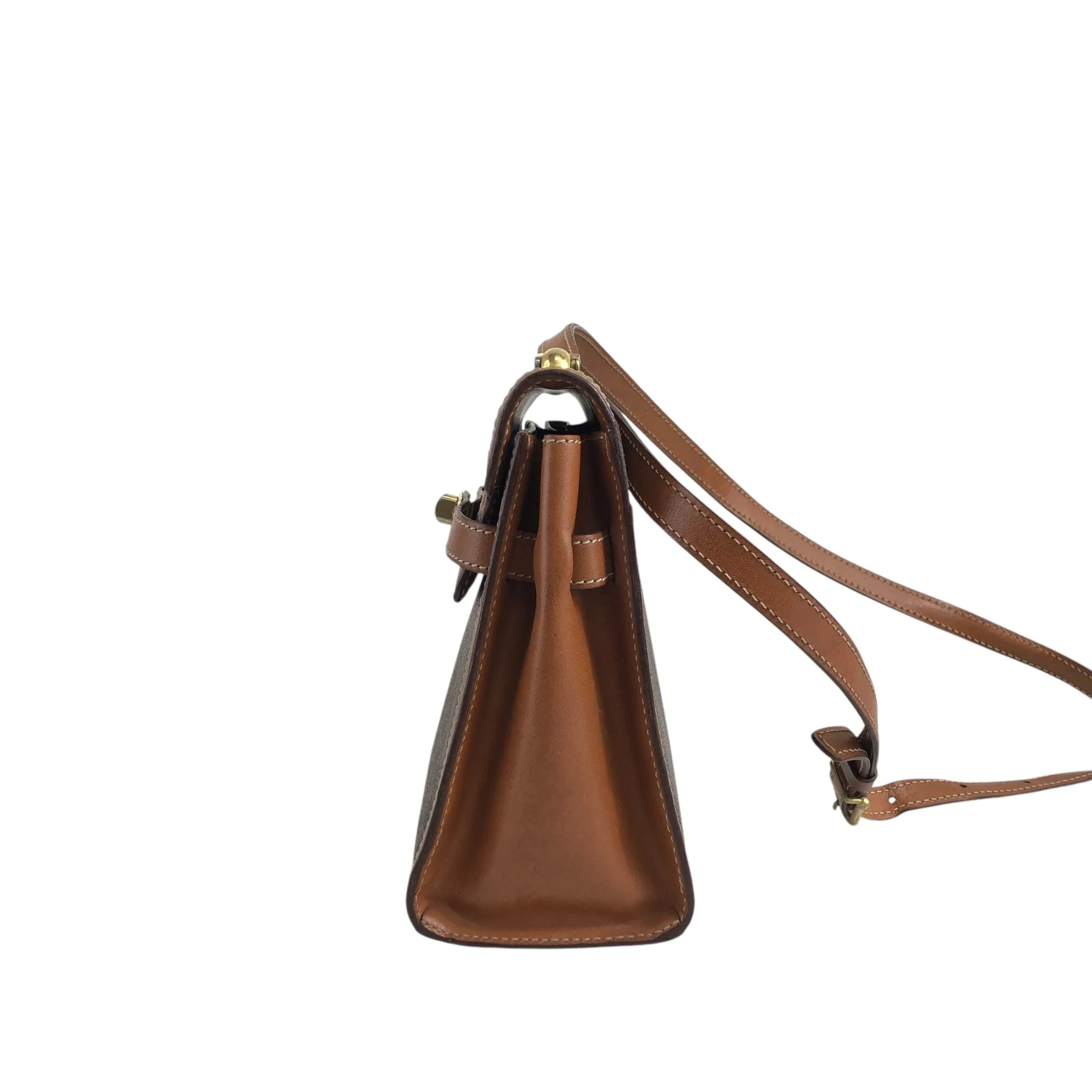 CELINE Macadam Turn Lock Shoulder bag Brown Vintage wgfg5n