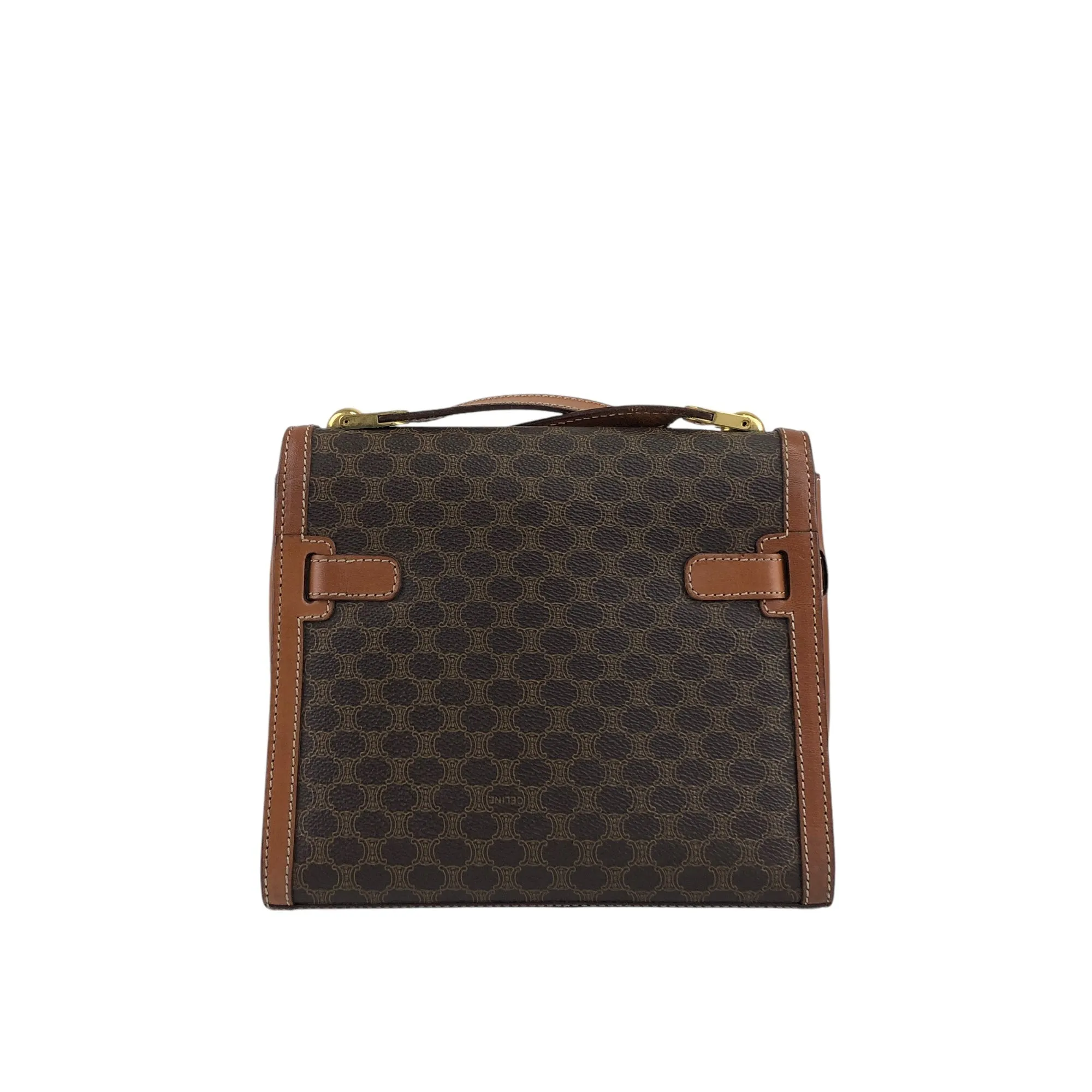 CELINE Macadam Turn Lock Shoulder bag Brown Vintage wgfg5n