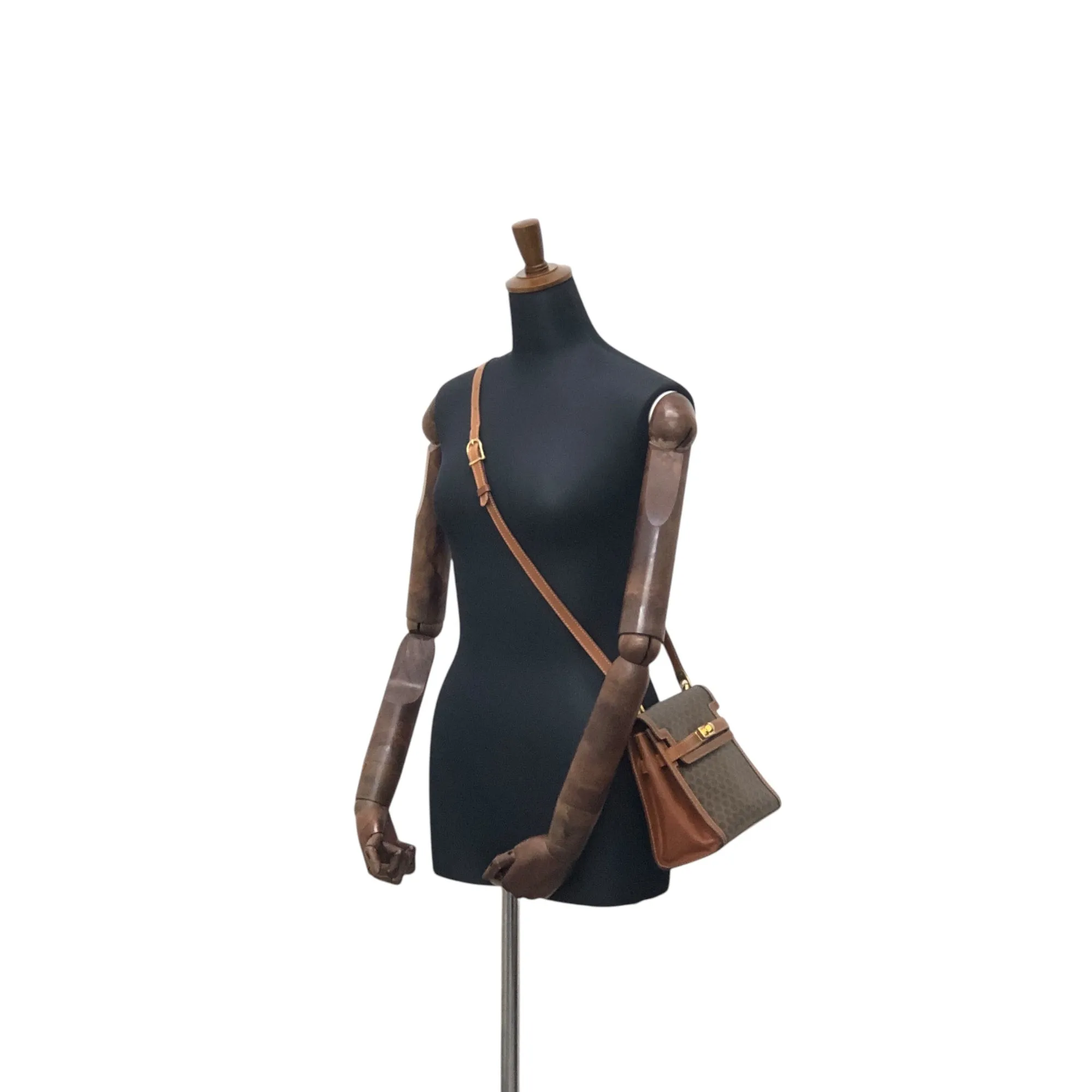 CELINE Macadam Turn Lock Shoulder bag Brown Vintage wgfg5n