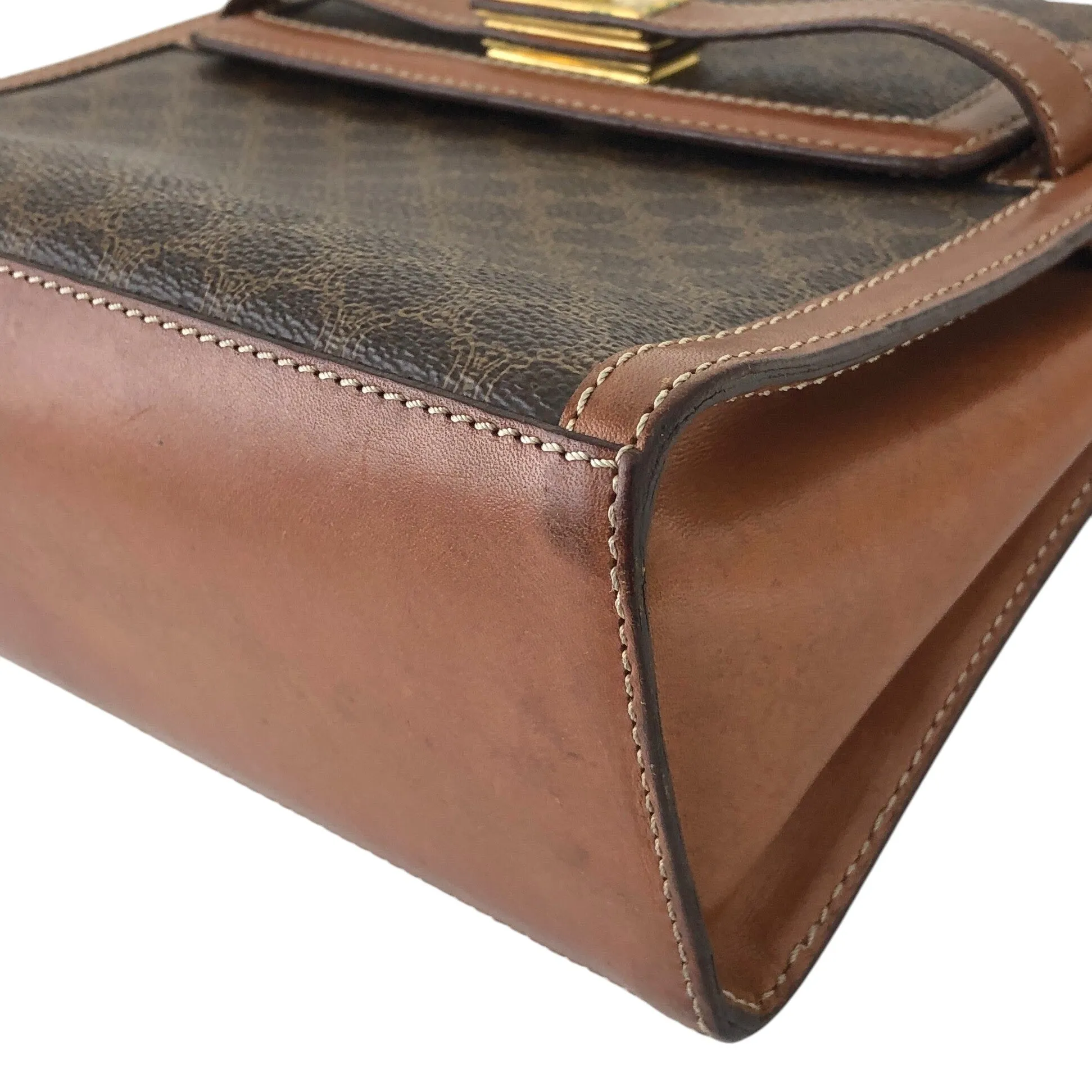 CELINE Macadam Turn Lock Shoulder bag Brown Vintage wgfg5n