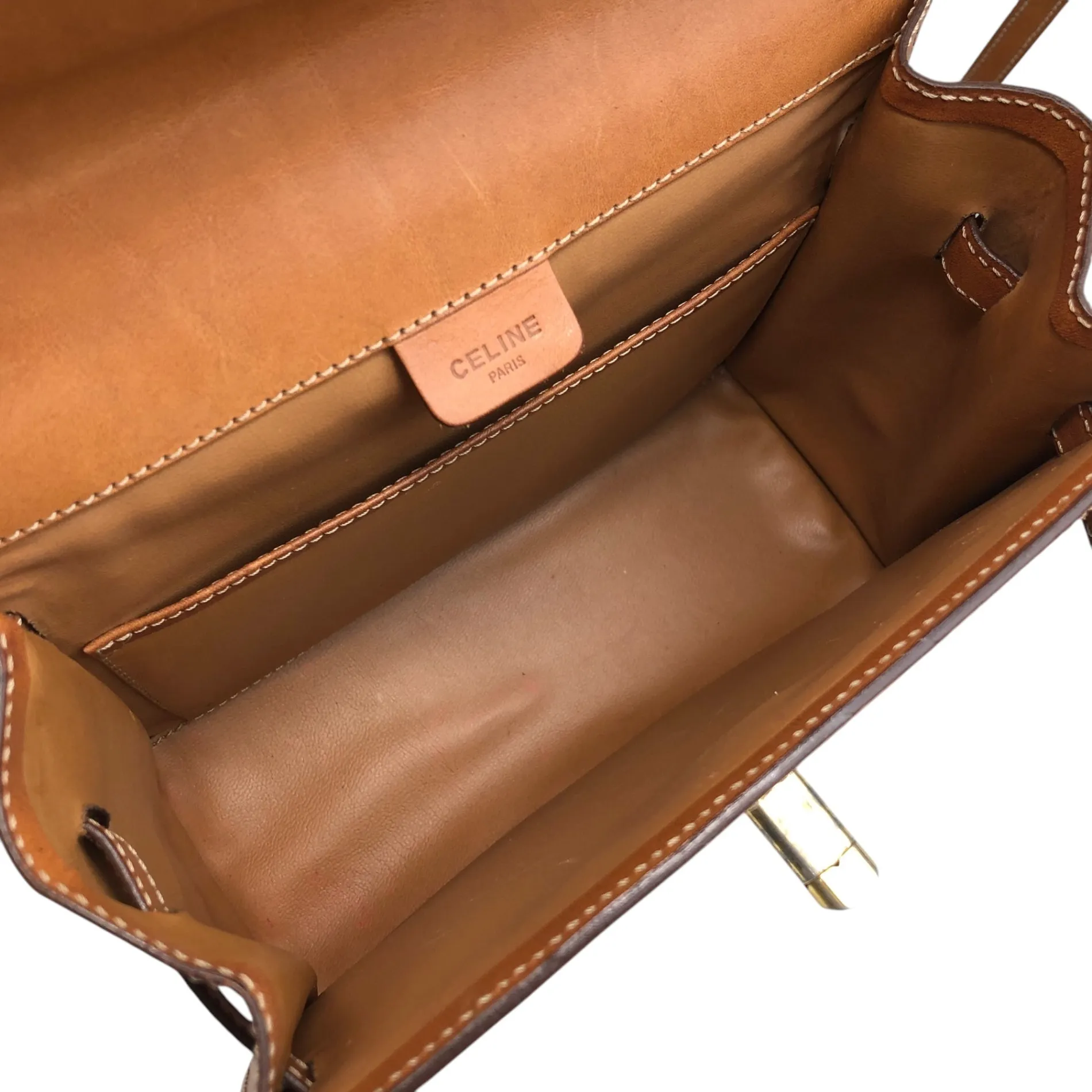 CELINE Macadam Turn Lock Shoulder bag Brown Vintage wgfg5n