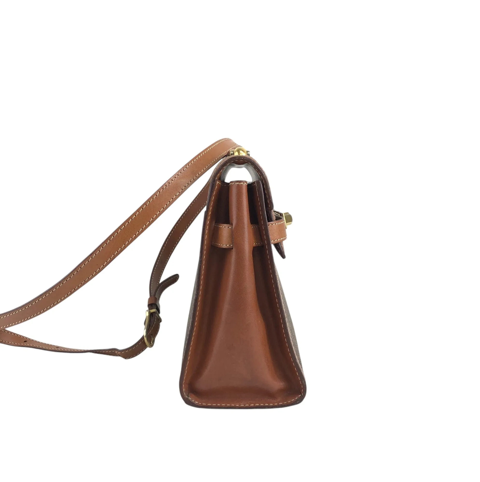 CELINE Macadam Turn Lock Shoulder bag Brown Vintage wgfg5n