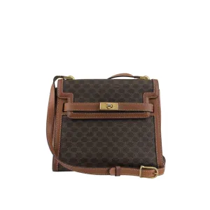 CELINE Macadam Turn Lock Shoulder bag Brown Vintage wgfg5n