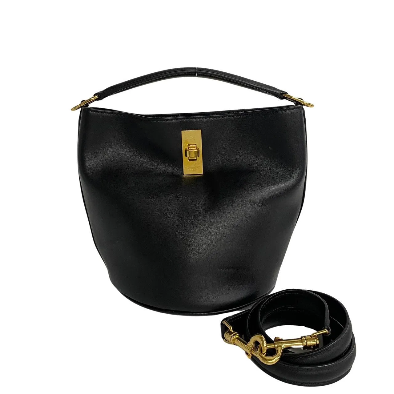CELINE Shoulder Bag Calfskin black Bucket 16