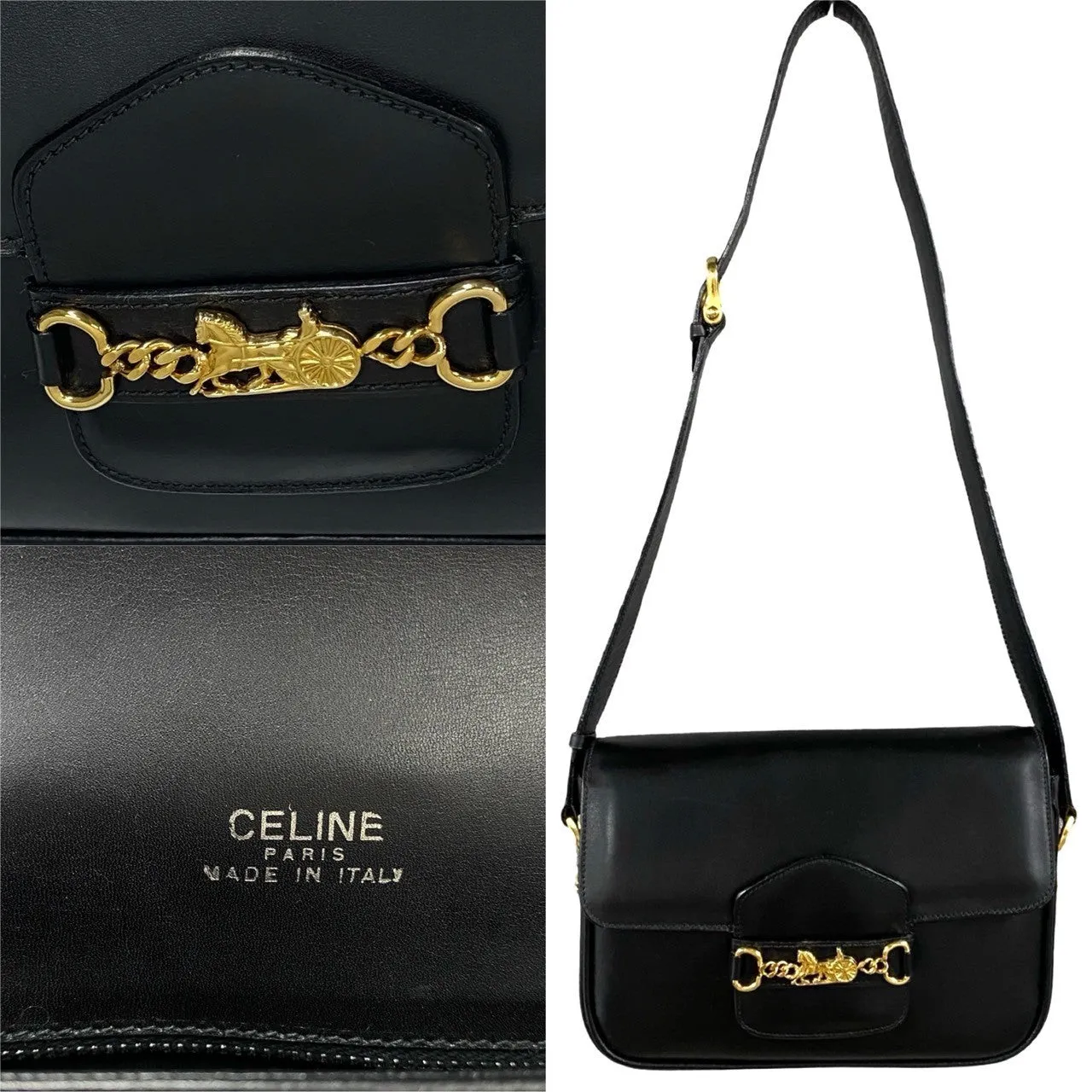 CELINE Shoulder Bag leather black