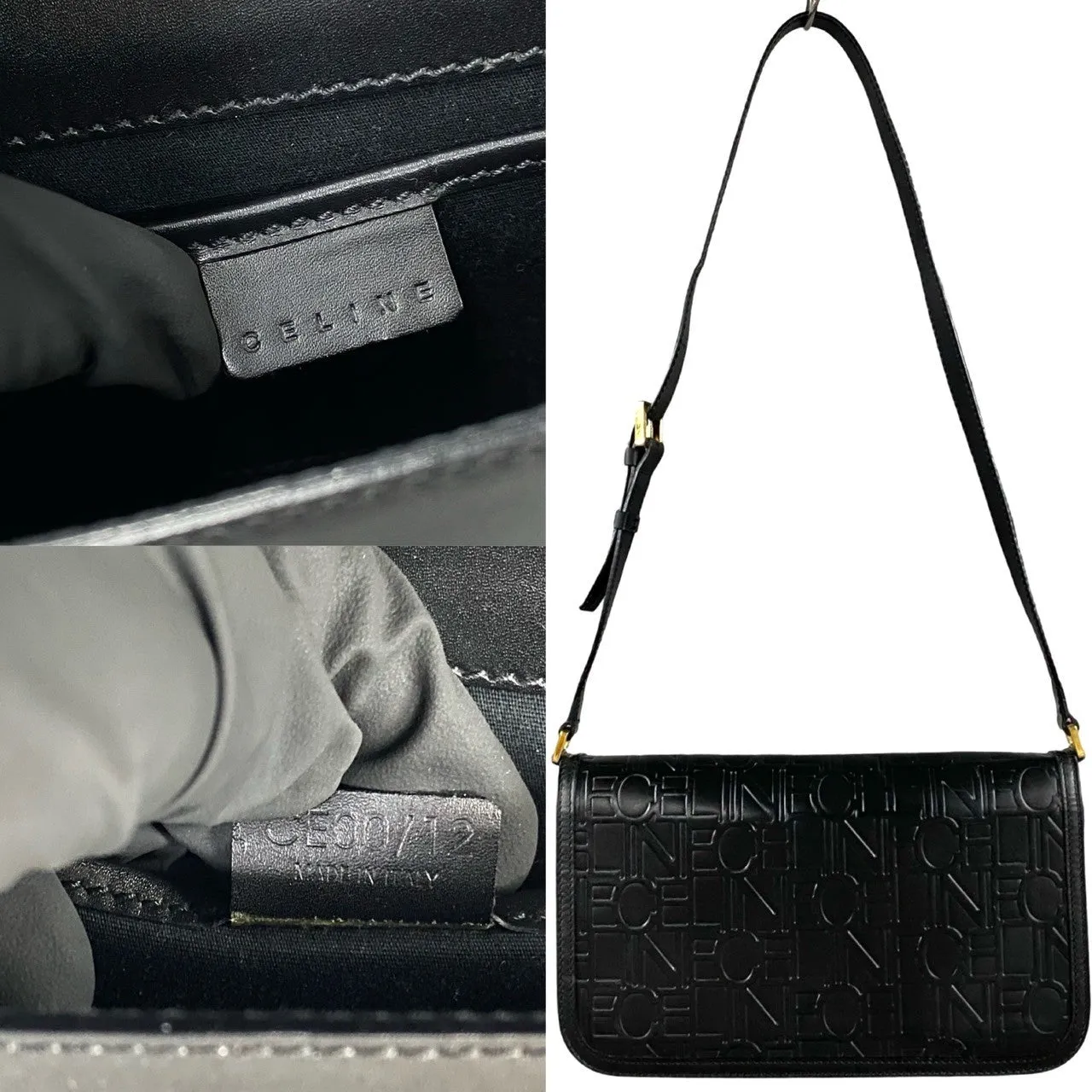 CELINE Shoulder Bag leather black