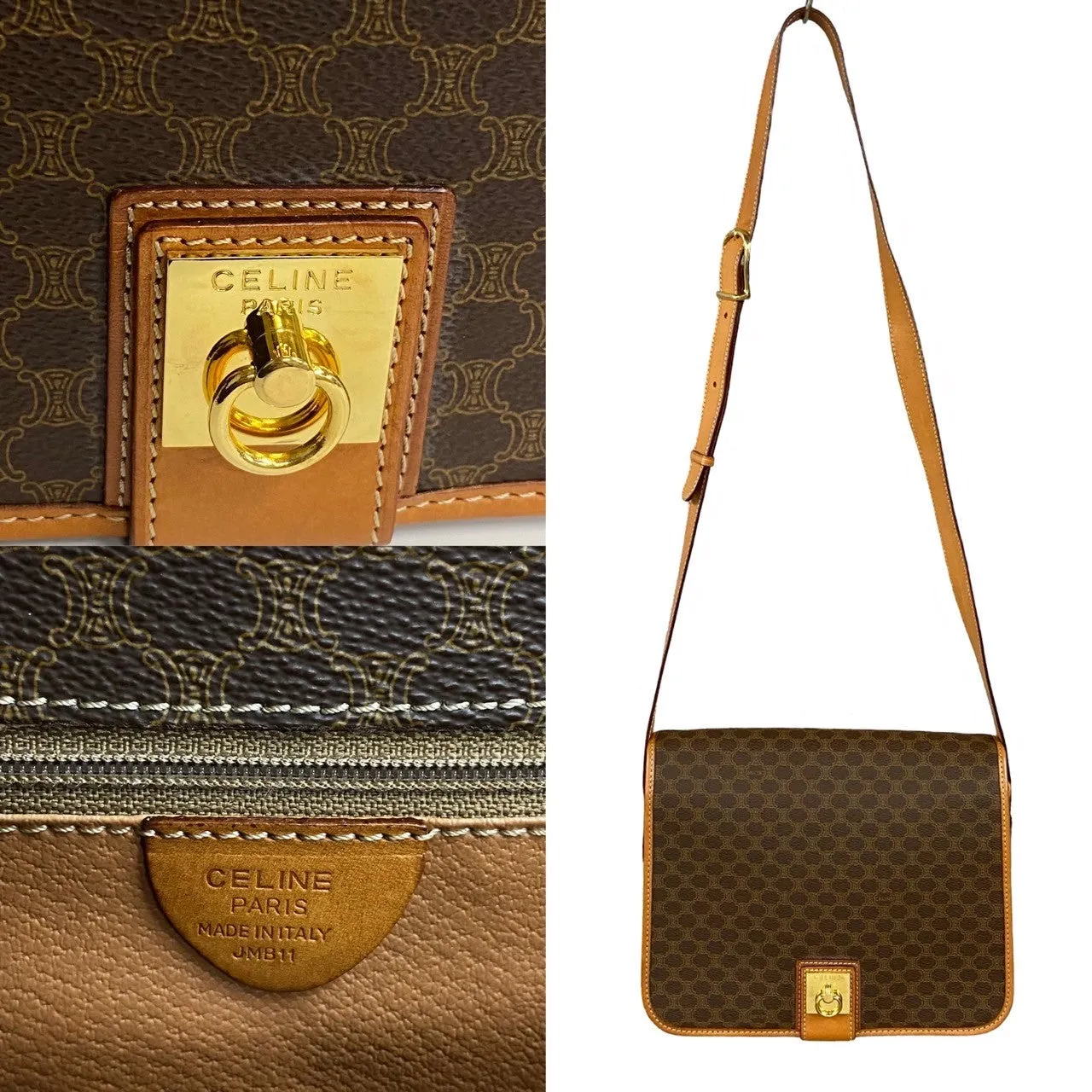 CELINE Shoulder Bag leather Brown