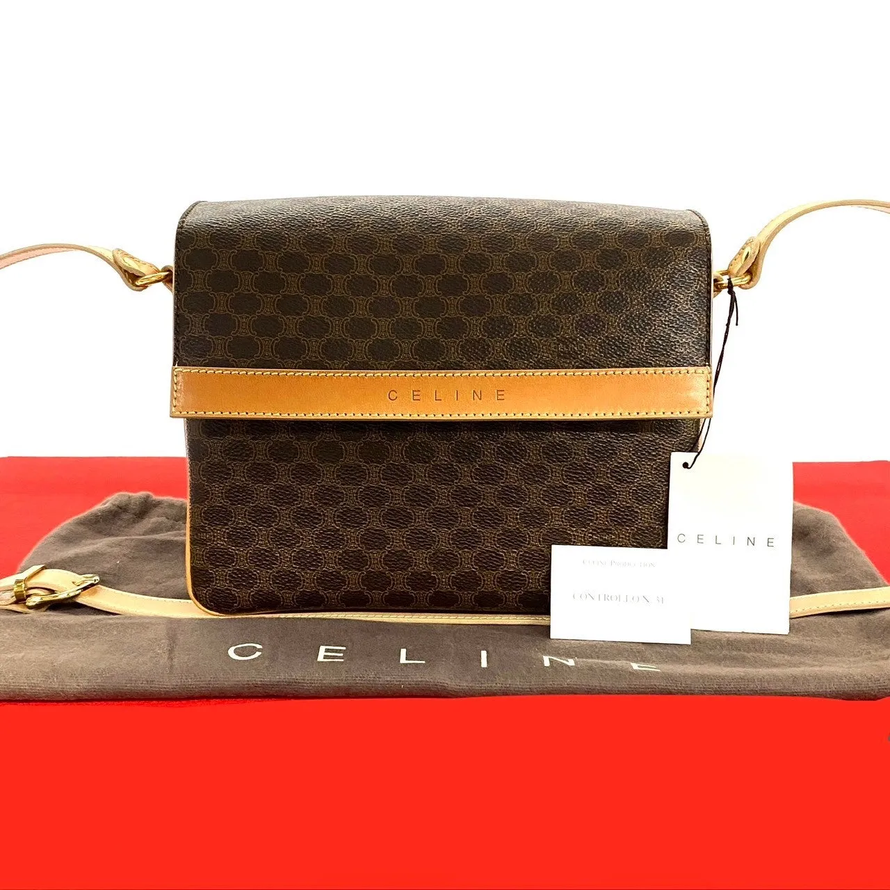 CELINE Shoulder Bag leather Brown